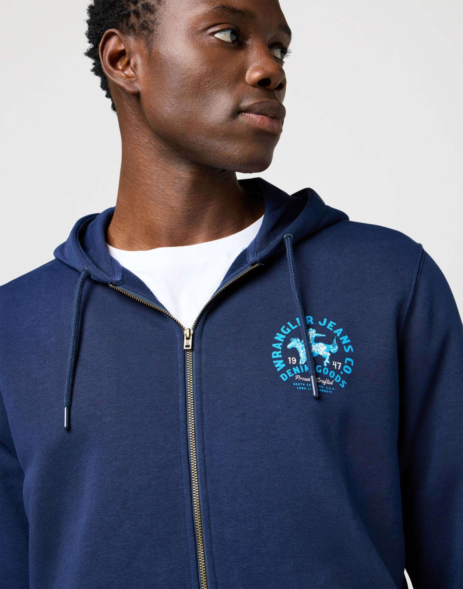 Graphic Zip Hoodie in Navy Sweatjacken Wrangler