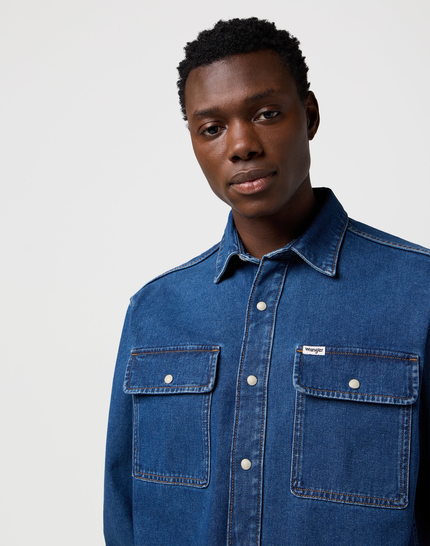 Overshirt in Retro Blue Hemden Wrangler
