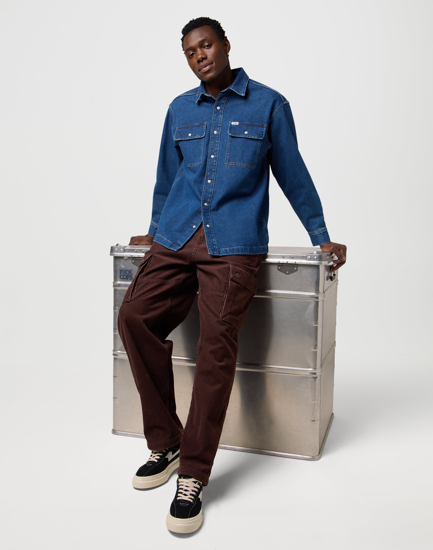 Overshirt in Retro Blue Hemden Wrangler