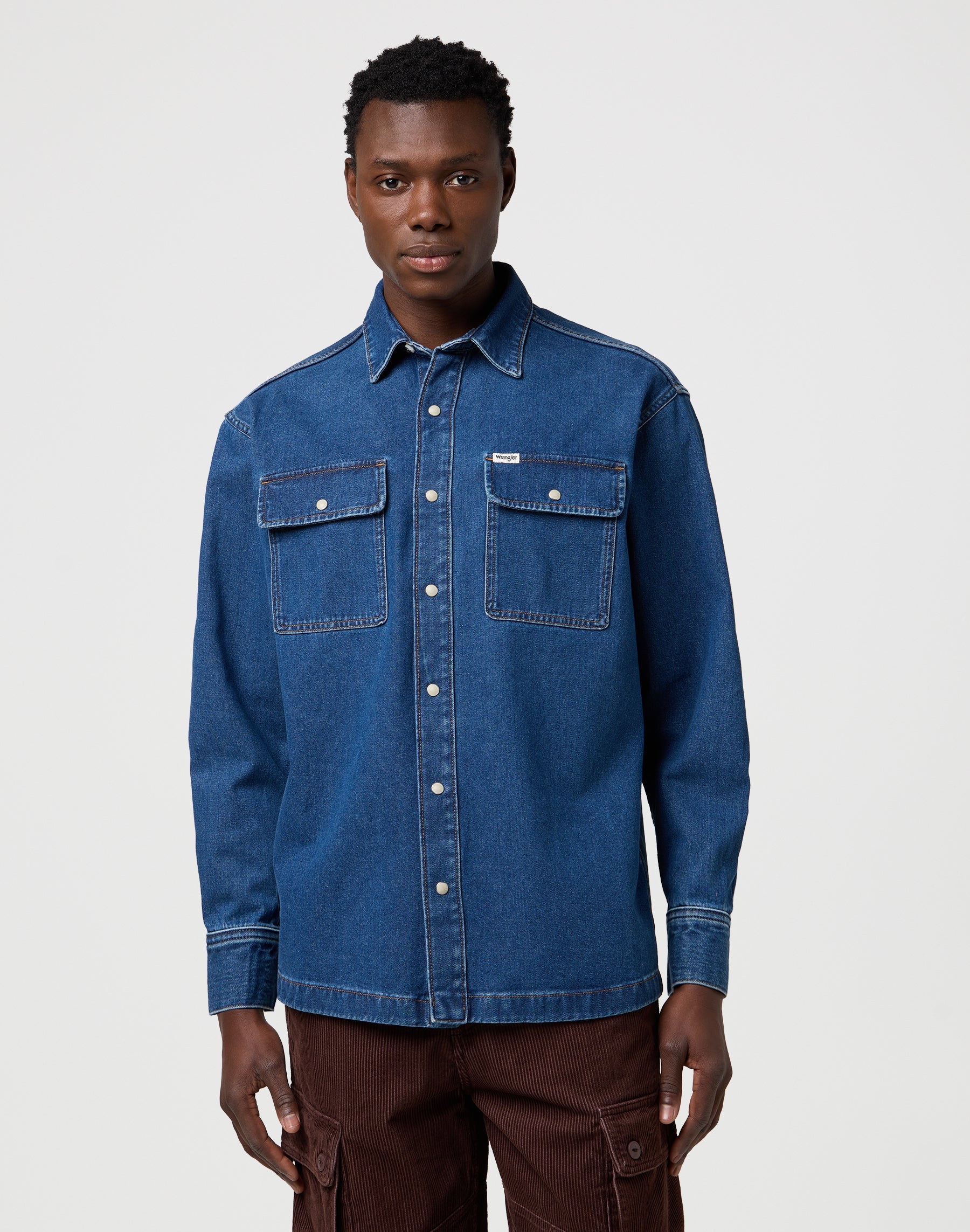 Overshirt in Retro Blue Hemden Wrangler