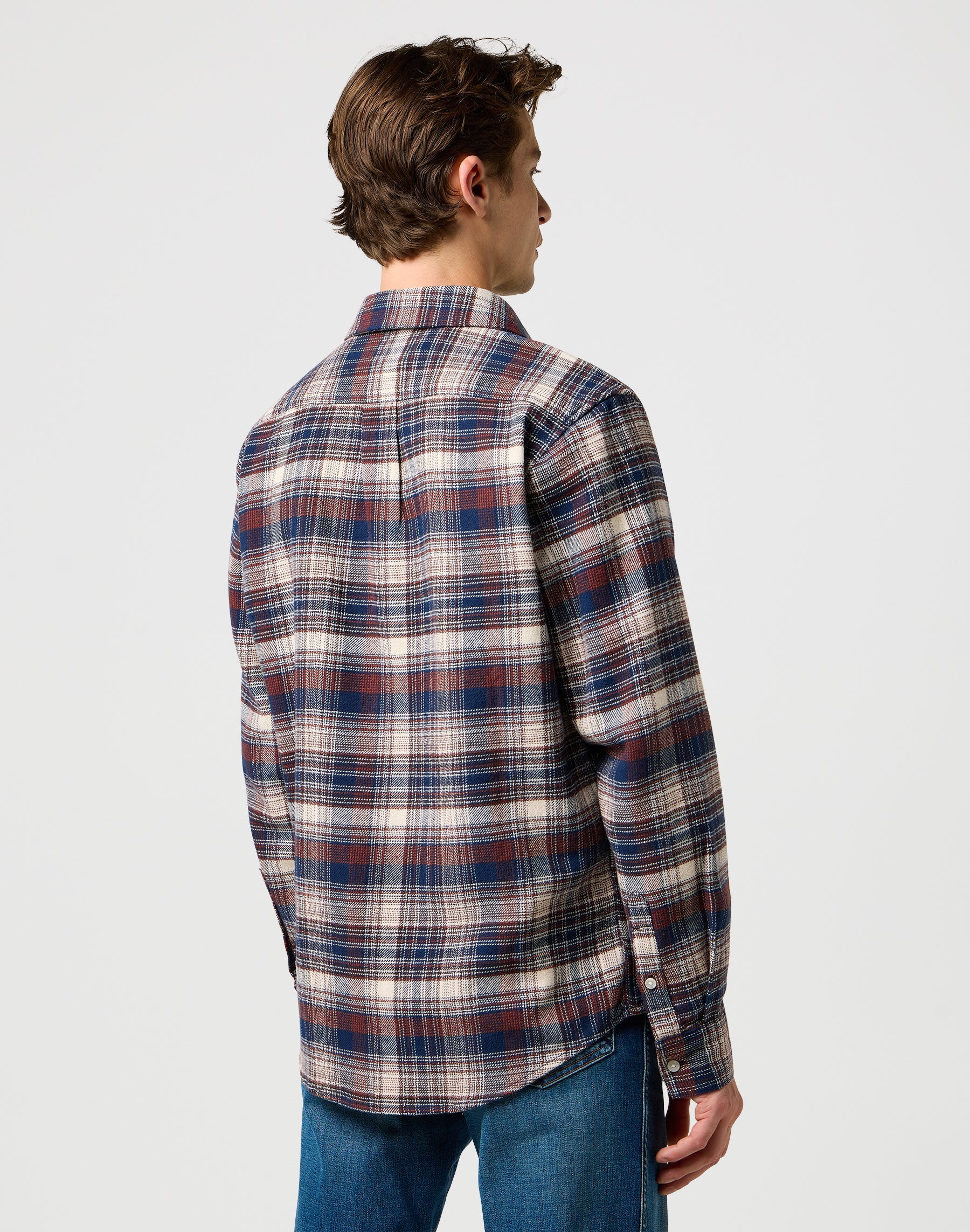 Brushed 1 Pkt Shirt in Navy Birch Hemden Wrangler