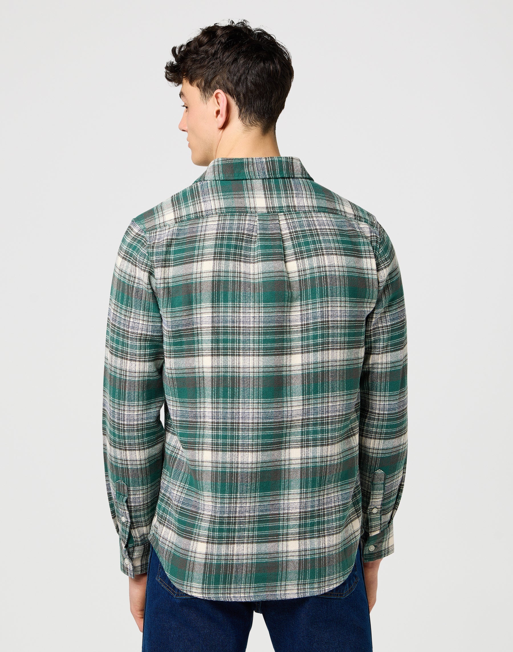Brushed 1 Pkt Shirt in Green Birch Hemden Wrangler