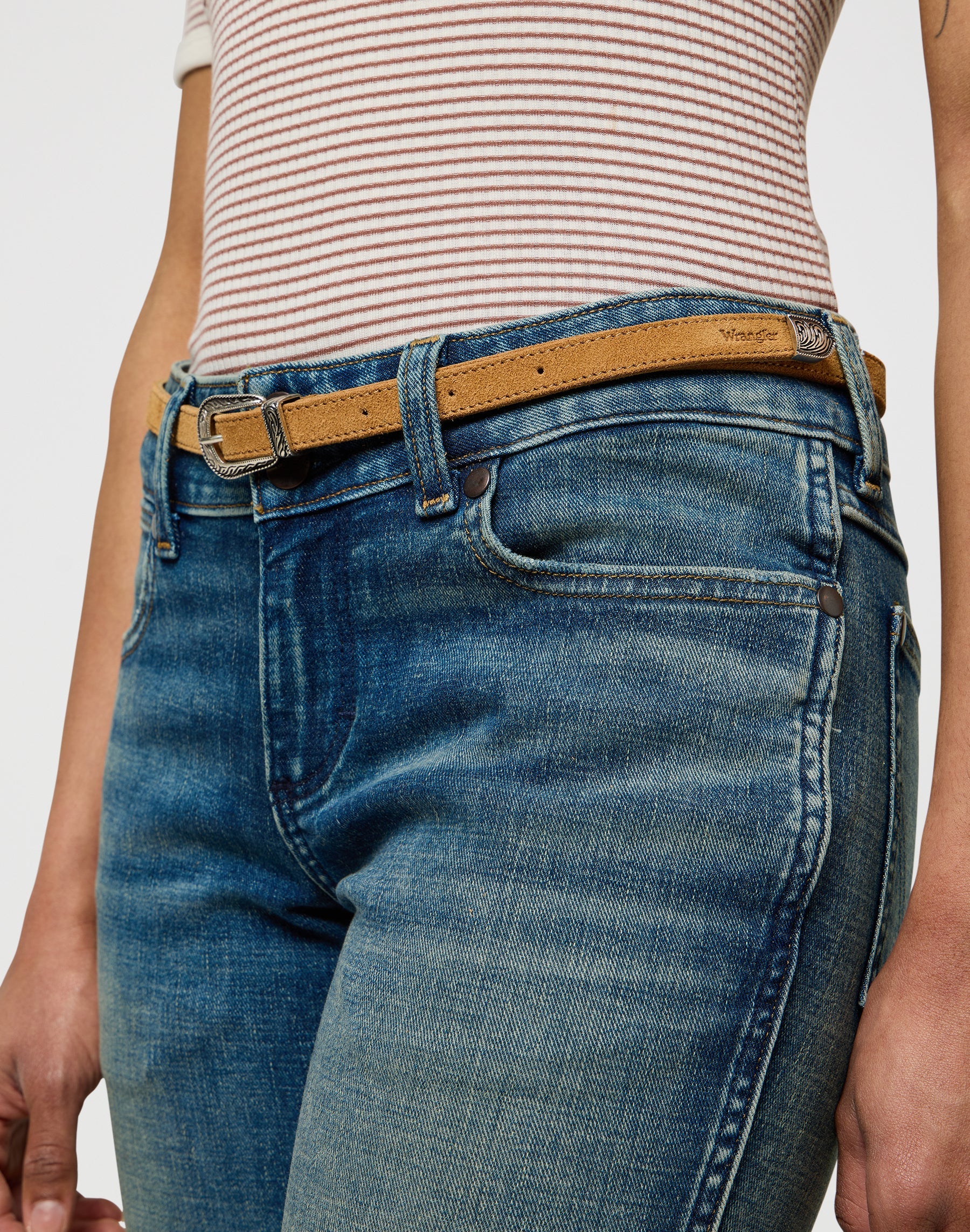 Thin Western Belt in Camel Gürtel Wrangler