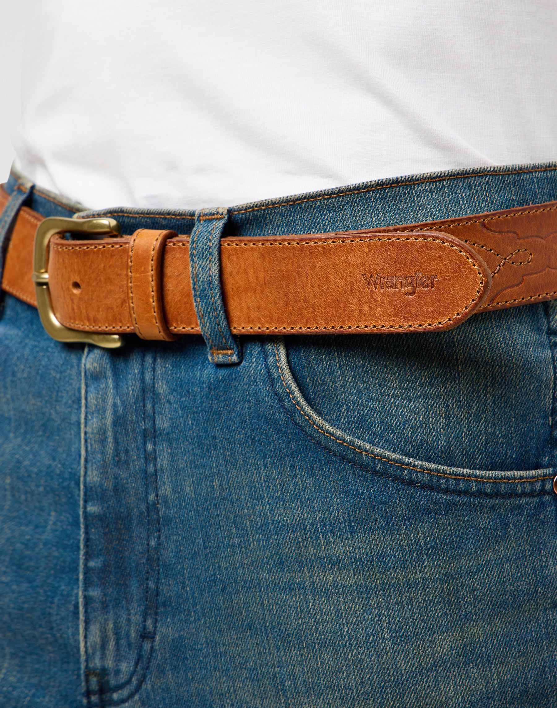 Western Stitch Belt in Cognac Gürtel Wrangler