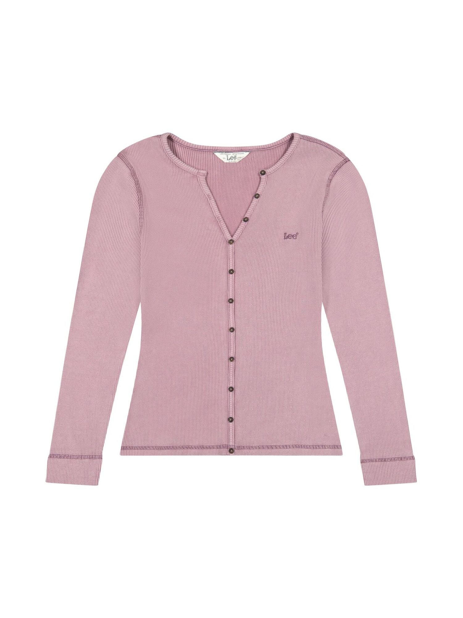 Washed Waffle Henley in Plumberry