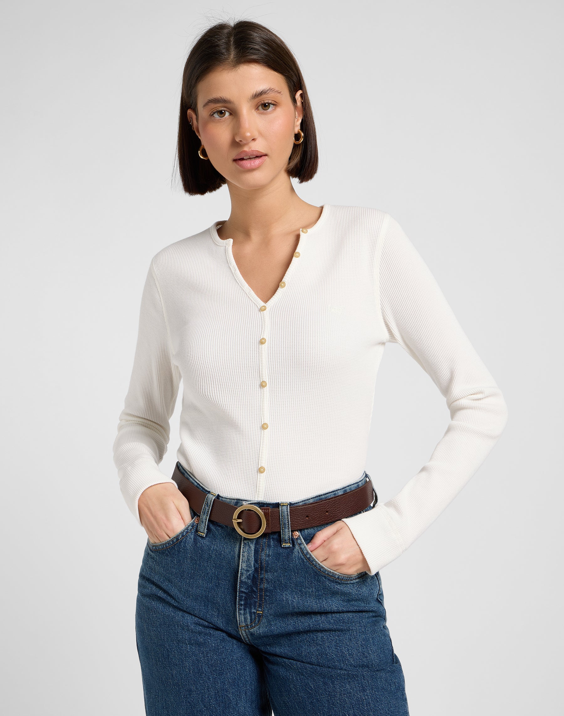 Round Buckle Belt in Dark Brown Gürtel Lee