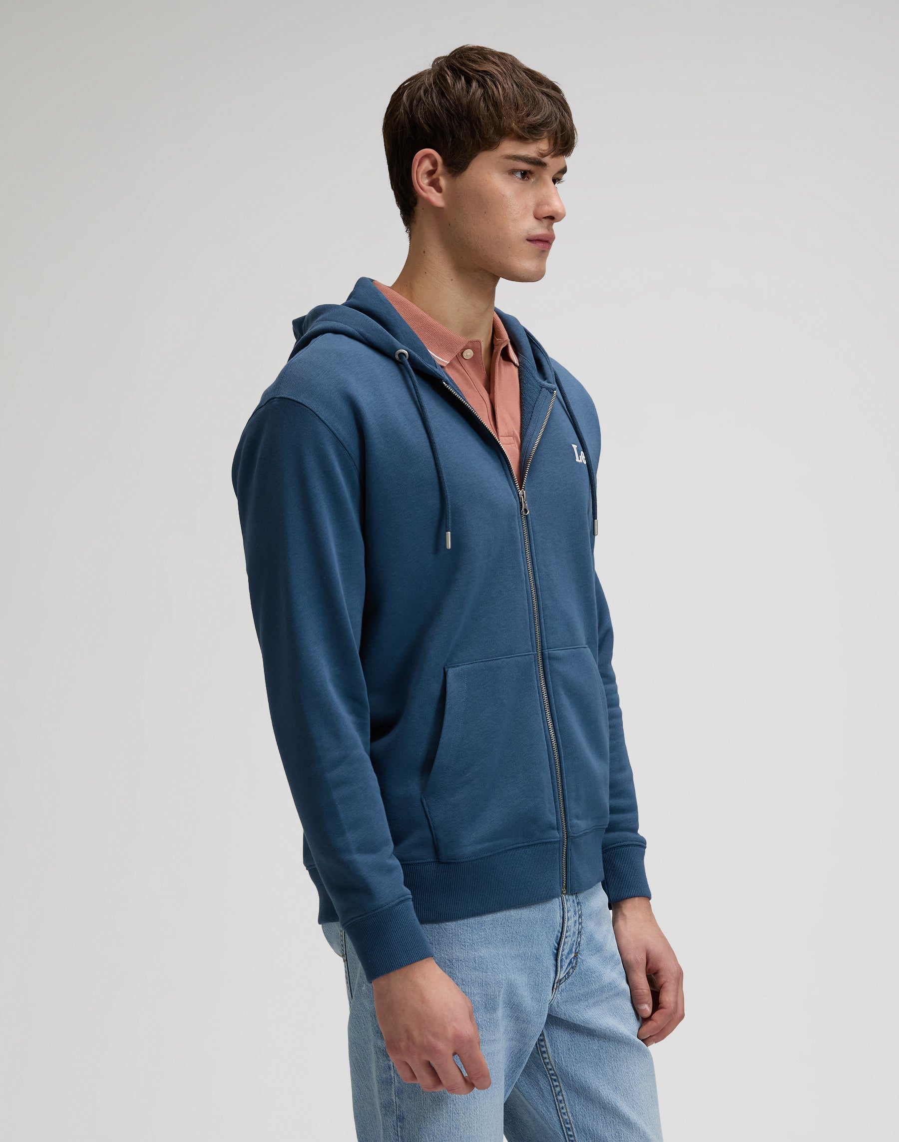 Ess Lee Full Zip Hoodie in Academy Blue Sweatshirts Lee