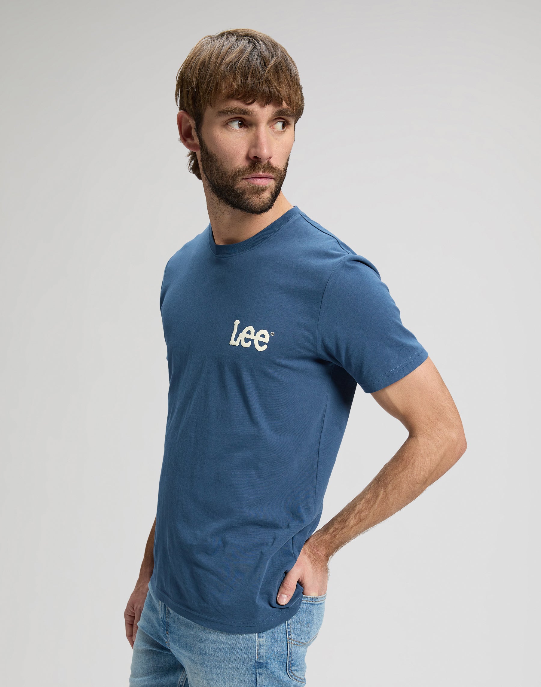 Medium Wobbly Lee Tee in Academy Blue T-Shirts Lee