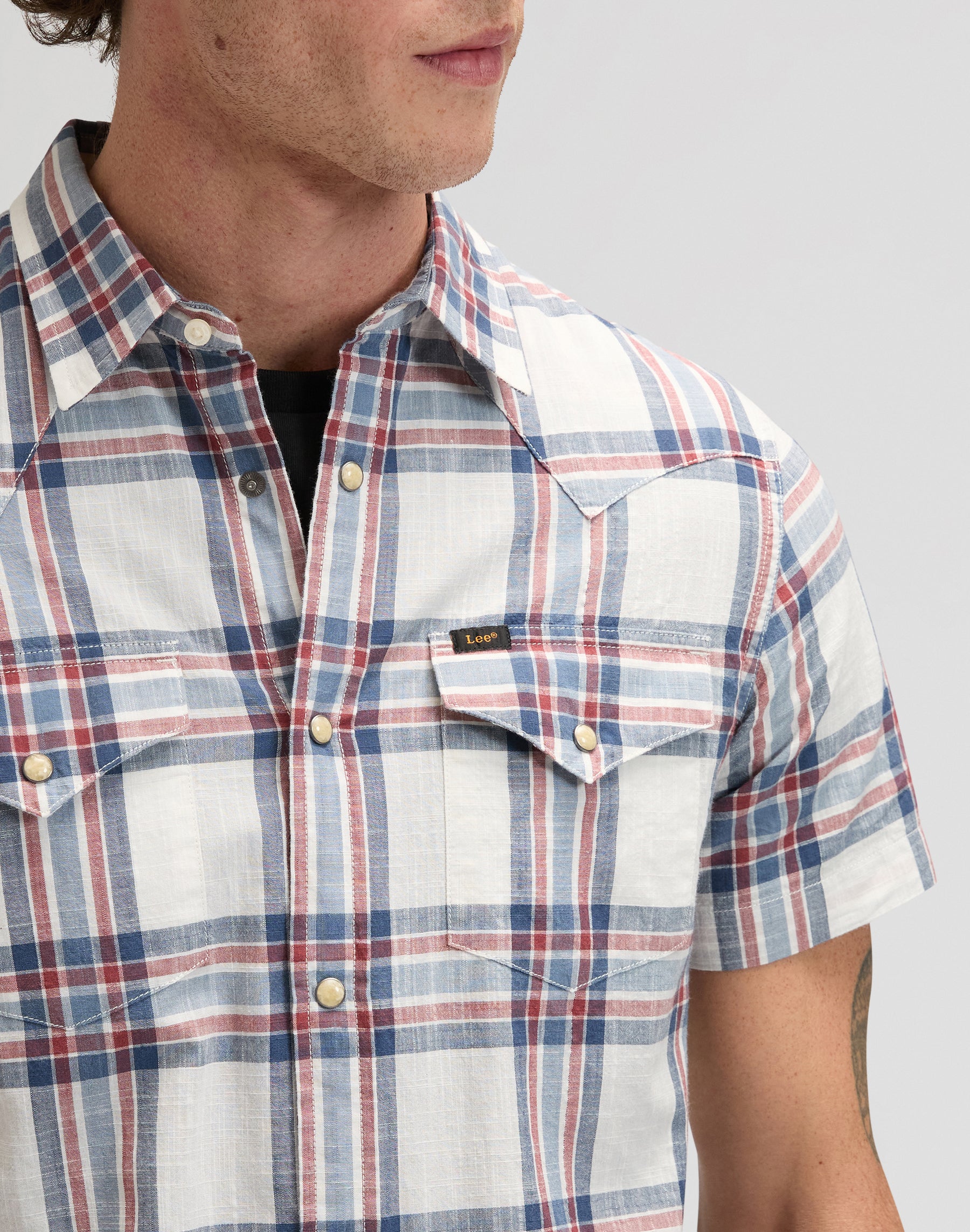 Ss Western in Academy Blue Plaid Shirts Lee