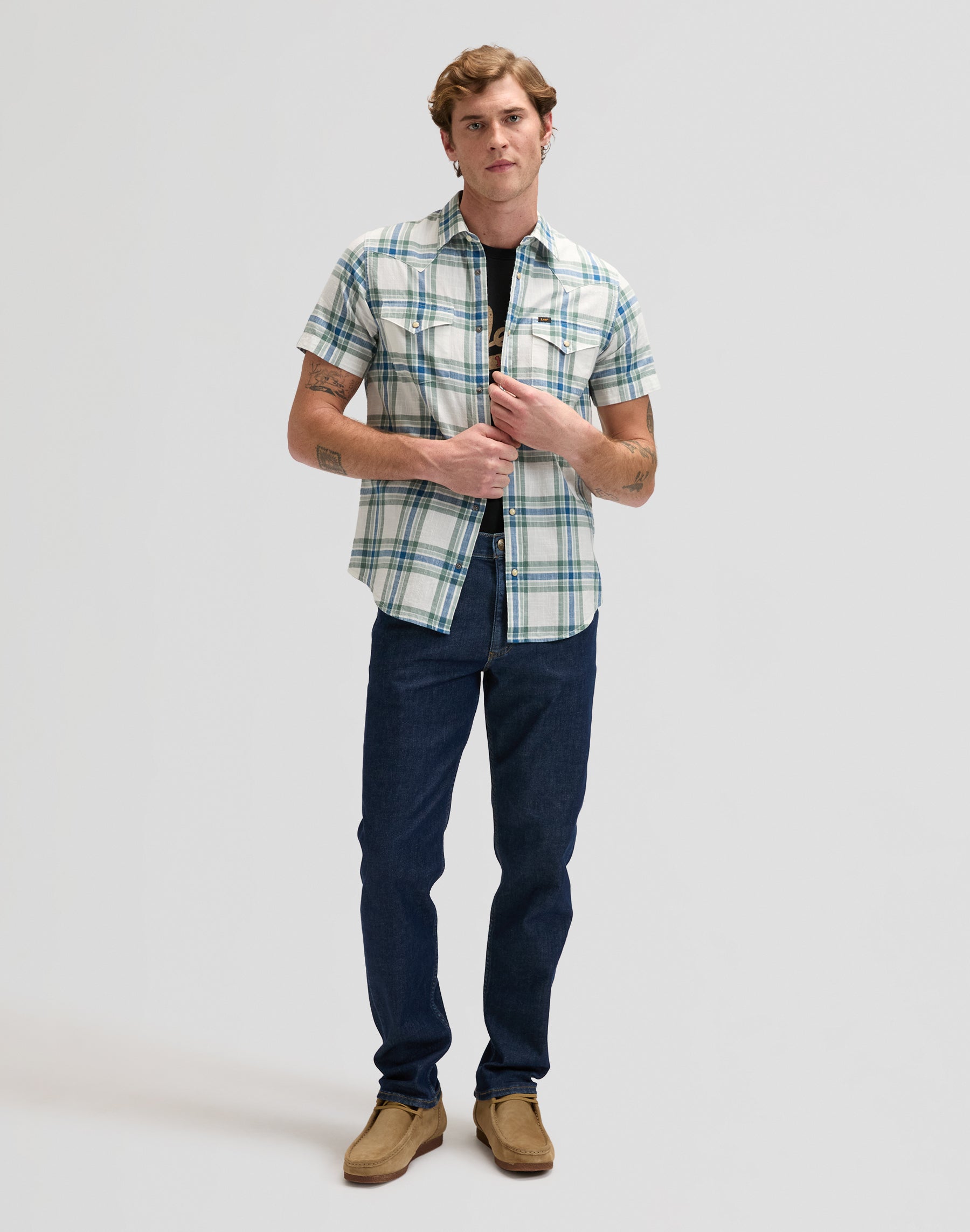 Ss Western Shirt in Desert Sage Plaid Hemden Lee