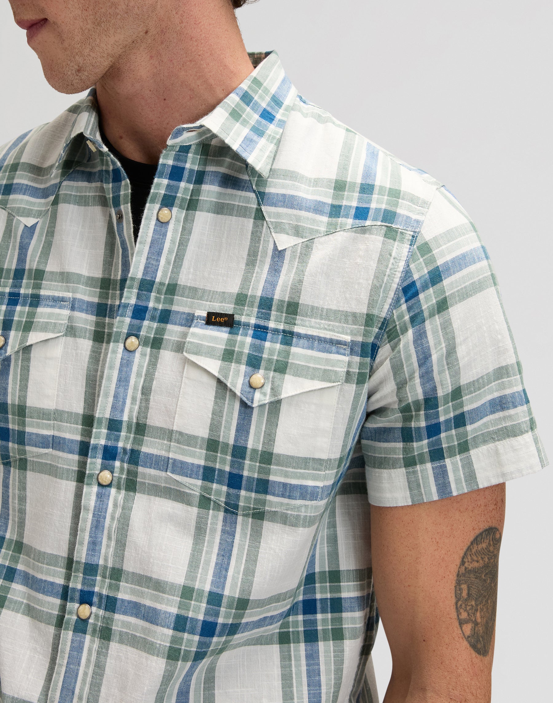 Ss Western Shirt in Desert Sage Plaid Hemden Lee