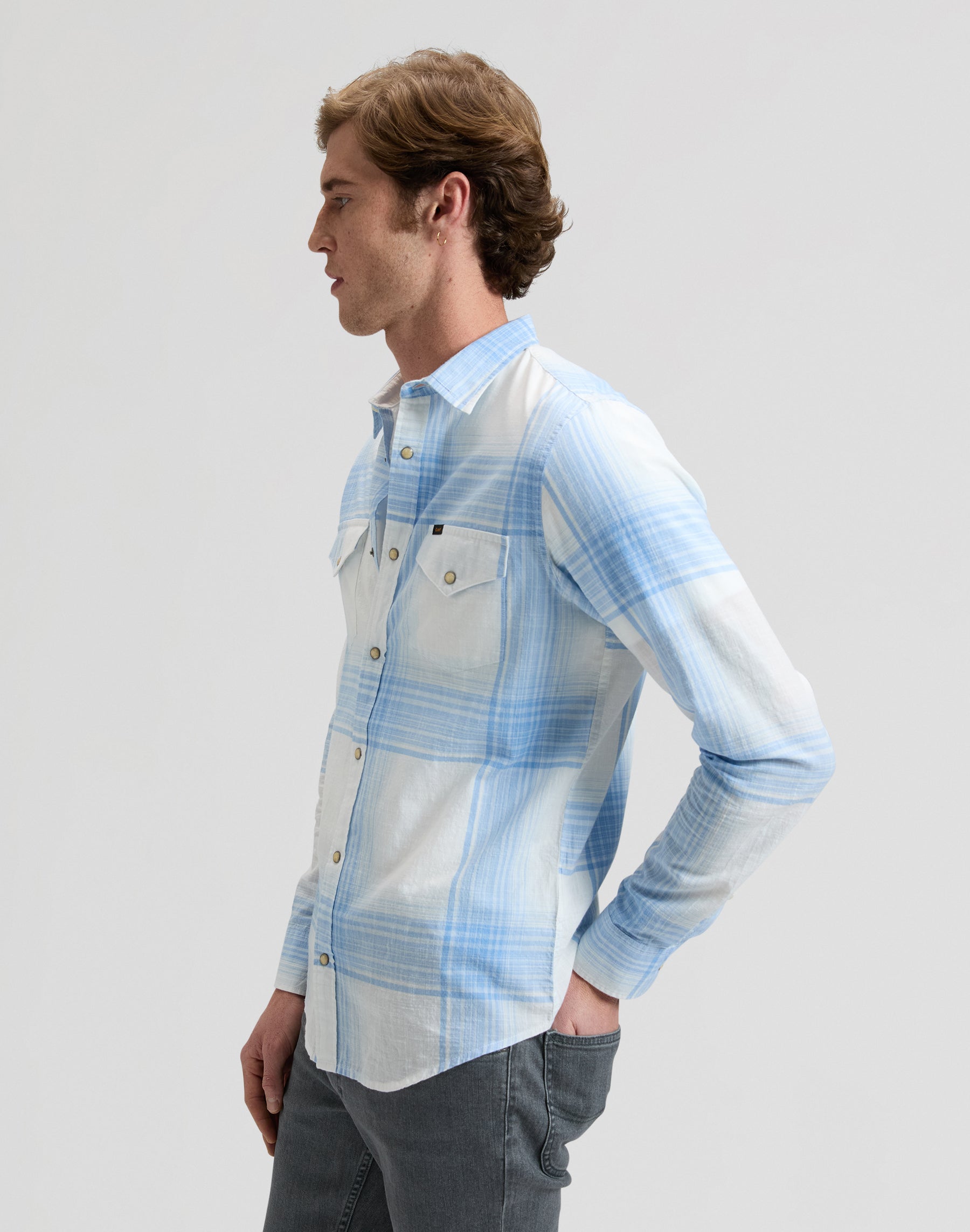 Clean Western Shirt in Halogen Ombre Plaid Hemden Lee