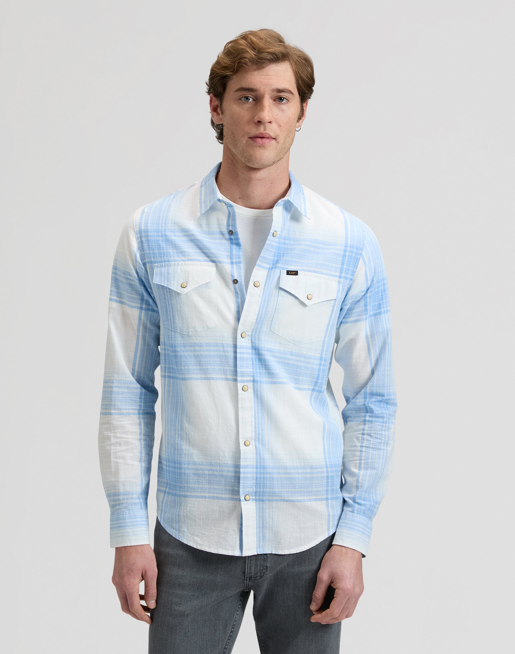 Clean Western Shirt in Halogen Ombre Plaid Hemden Lee