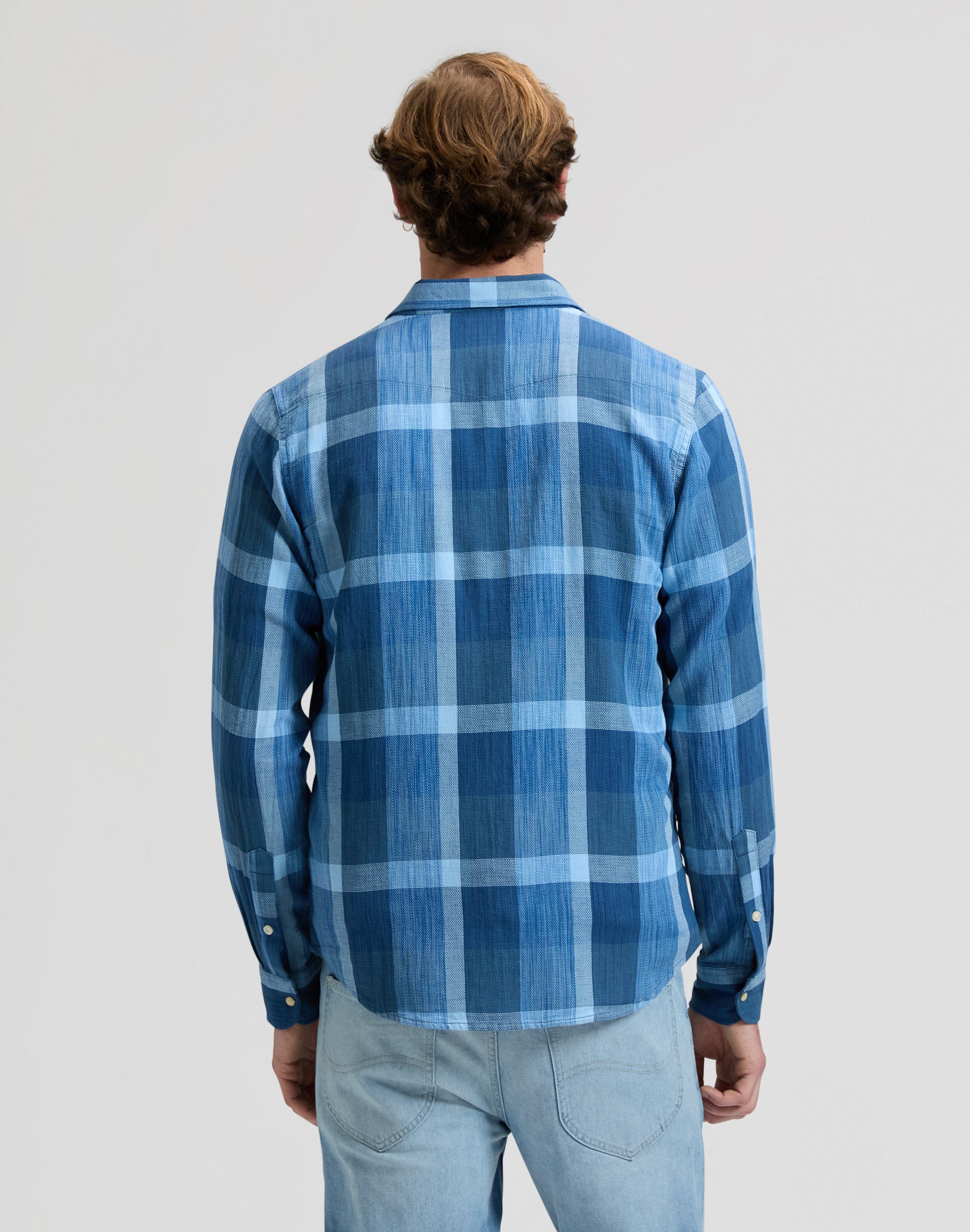 Clean Western Shirt in Indigo Plaid Hemden Lee