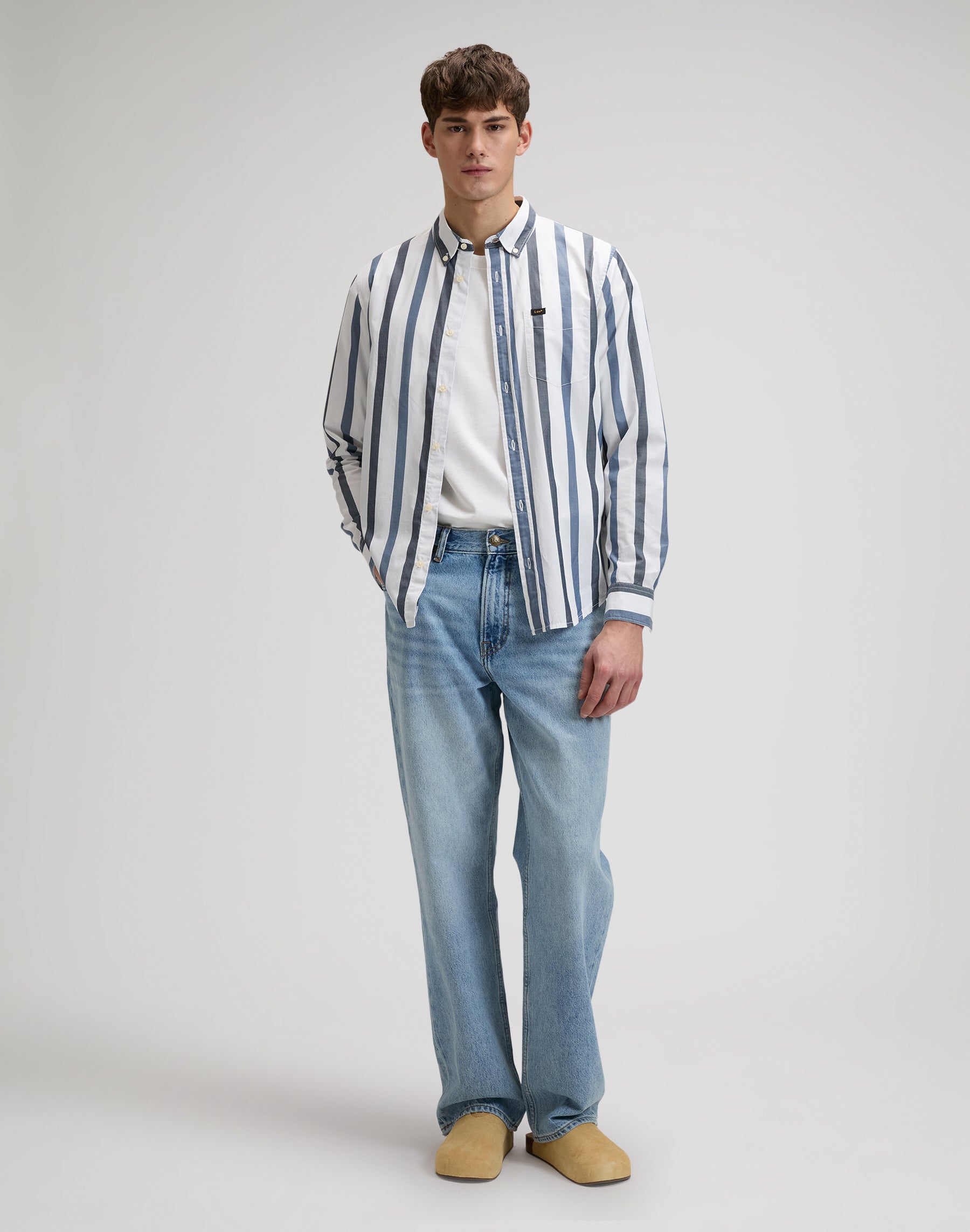 Lee Button Down in Tonal Rivet Navy Stripe Hemden Lee