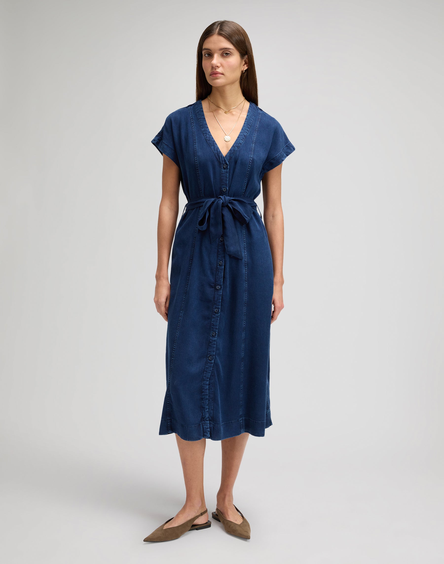 Belted Midi Dress in Sunset Ride Kleider Lee