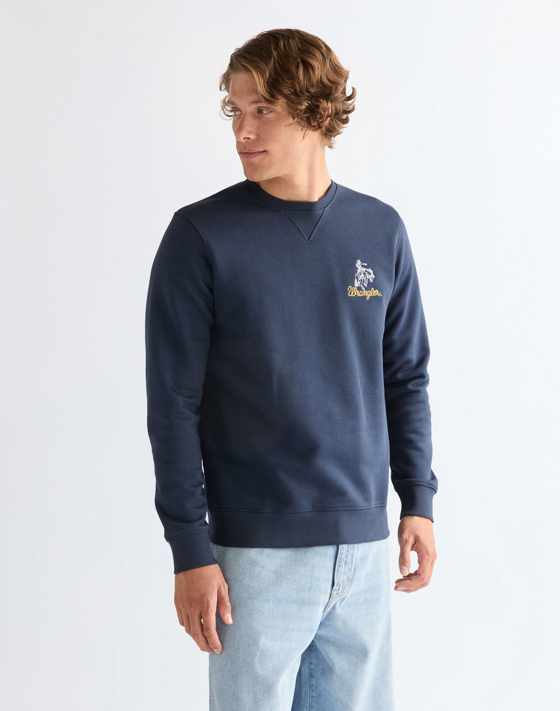 Embroidery Crew in Navy Sweatshirts Wrangler