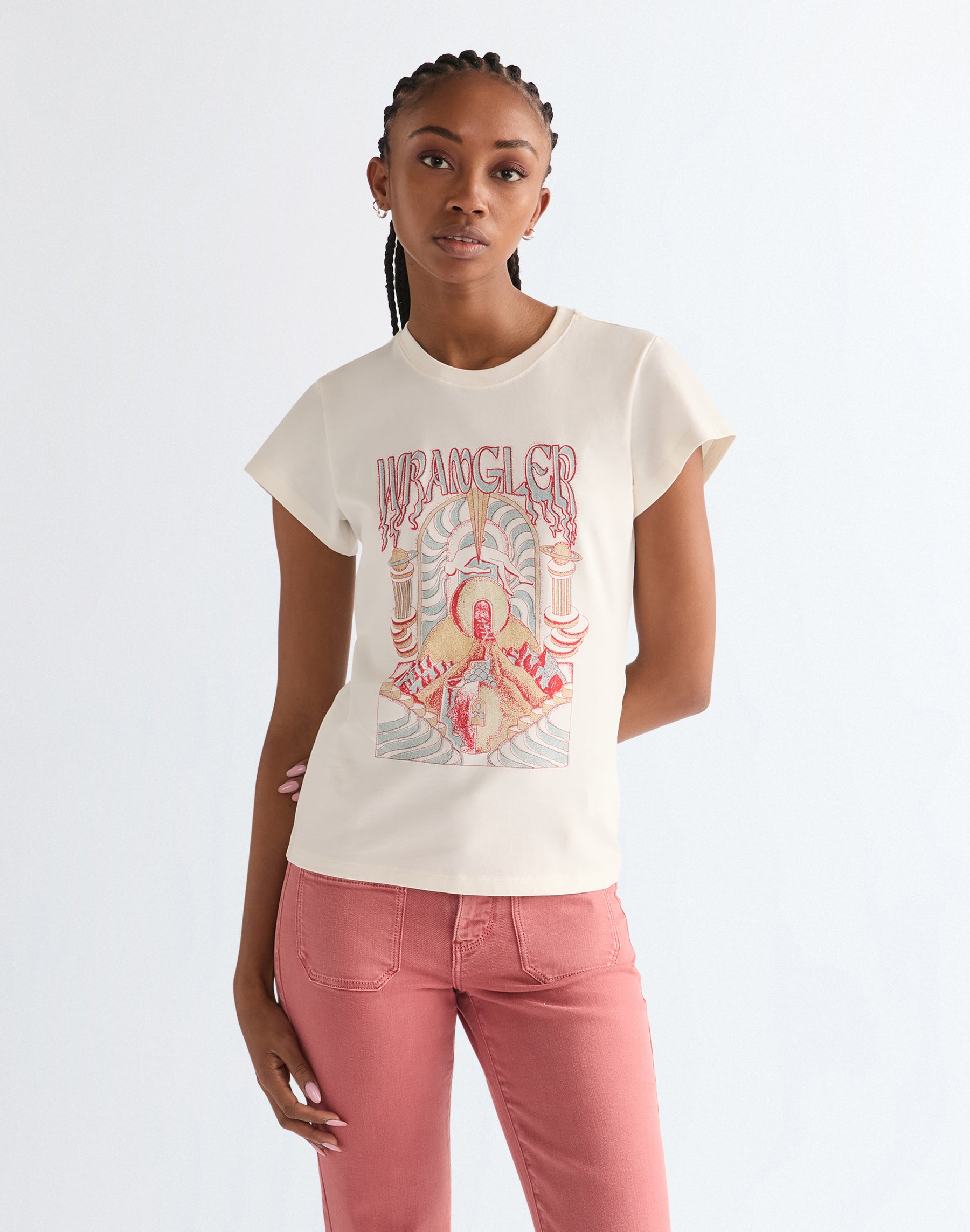 Shrunken Band Tee in Worn White T-Shirts Wrangler