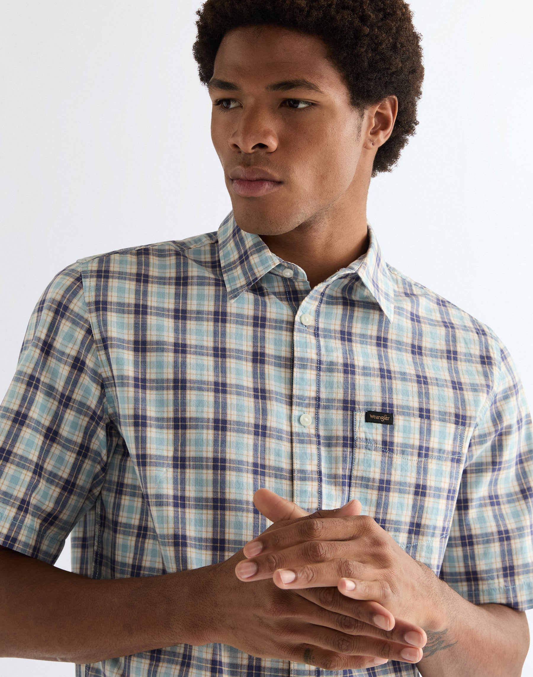 Shortsleeve 1 Pocket Shirt in Forget Me Not Hemden Wrangler