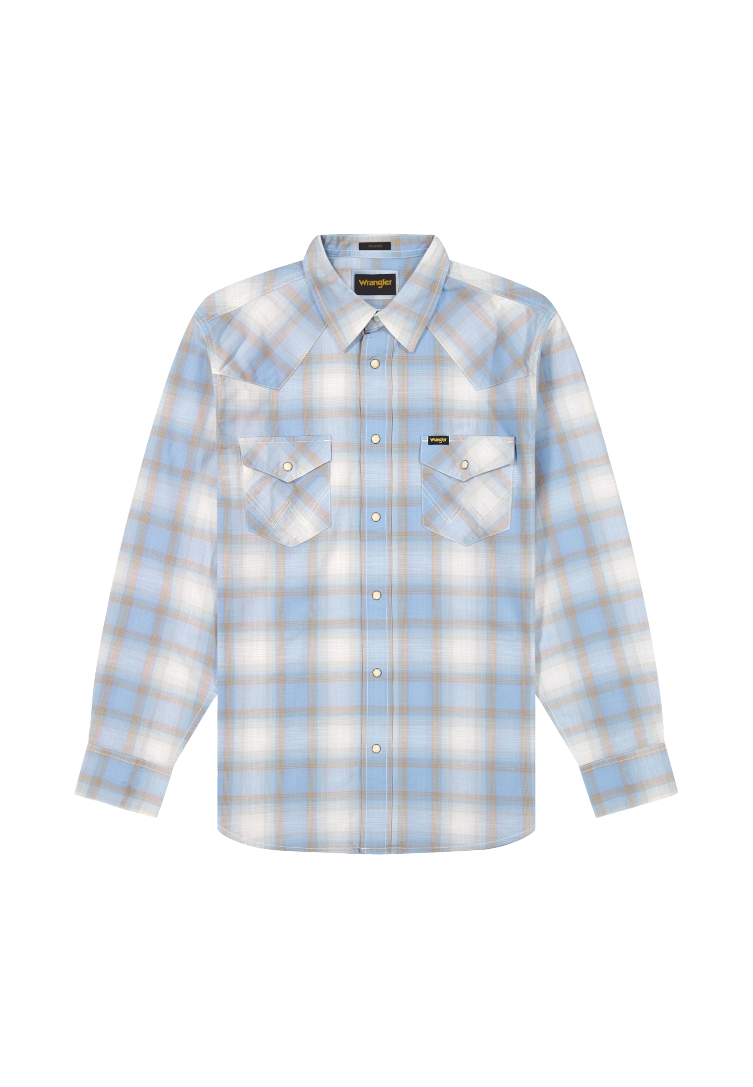 Western Shirt in Blue Tan Hemden Wrangler