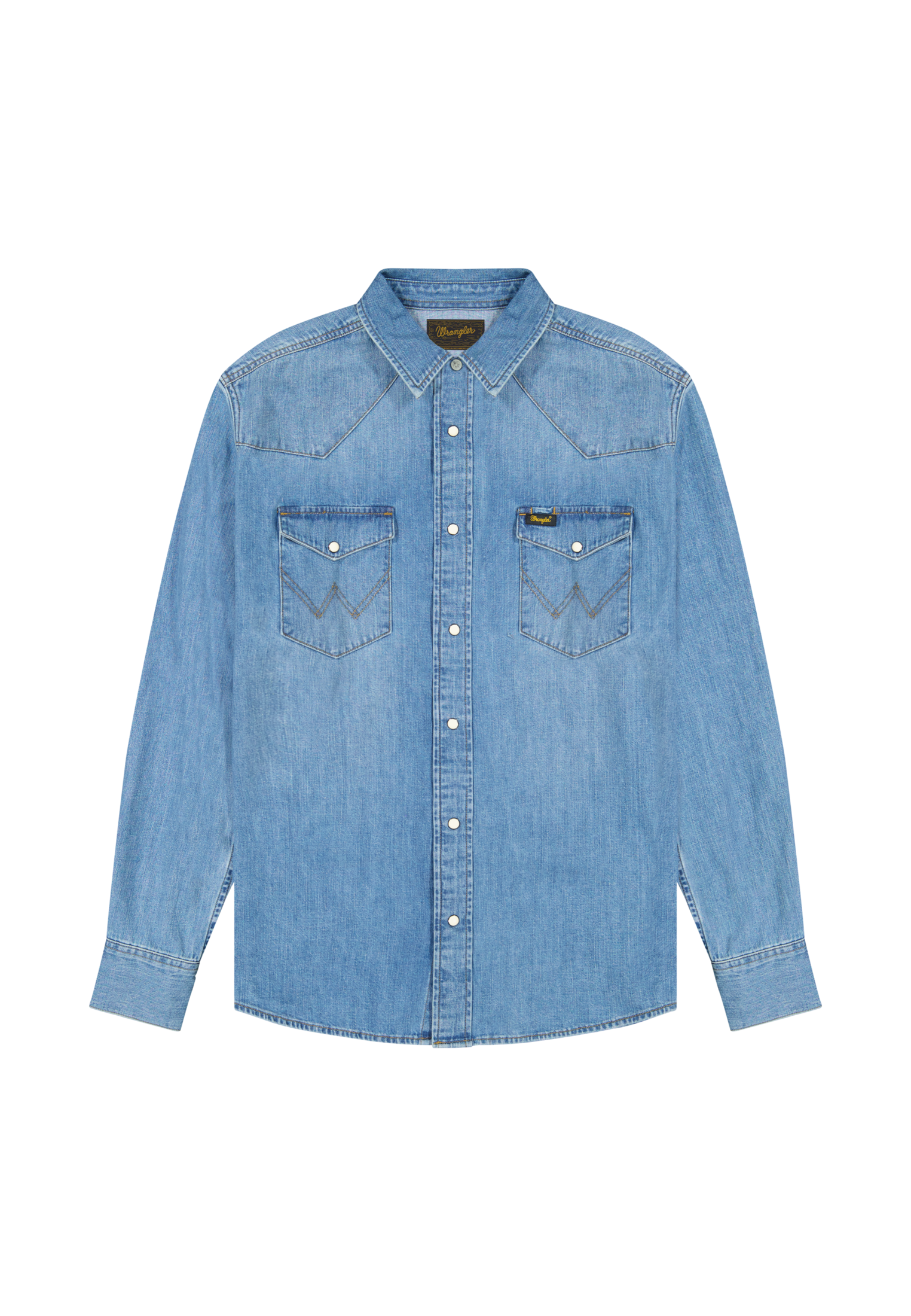 Western Shirt in Mid Light Wash Hemden Wrangler