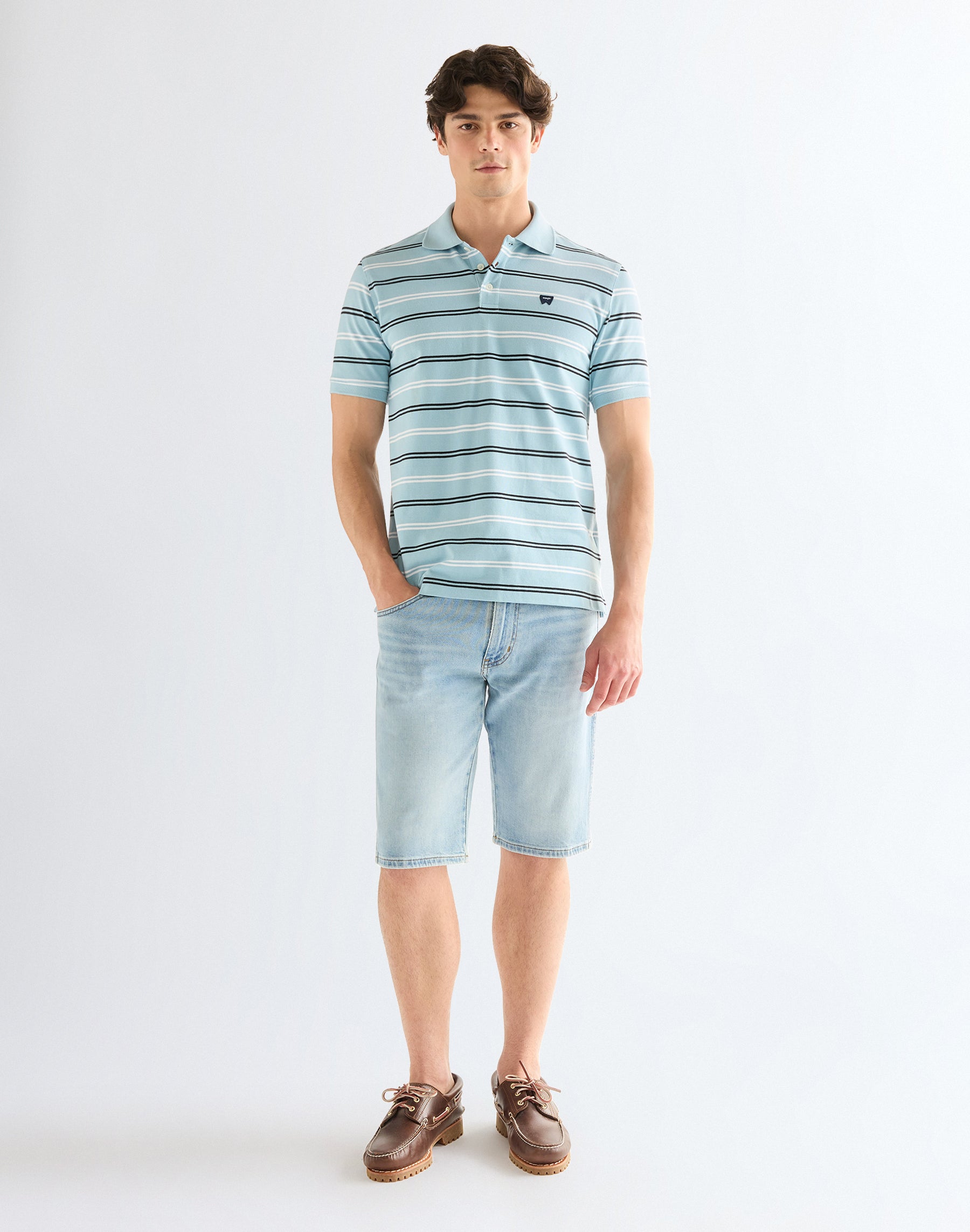 Stripe Polo Shirt in Forget Me Not T-Shirts Wrangler