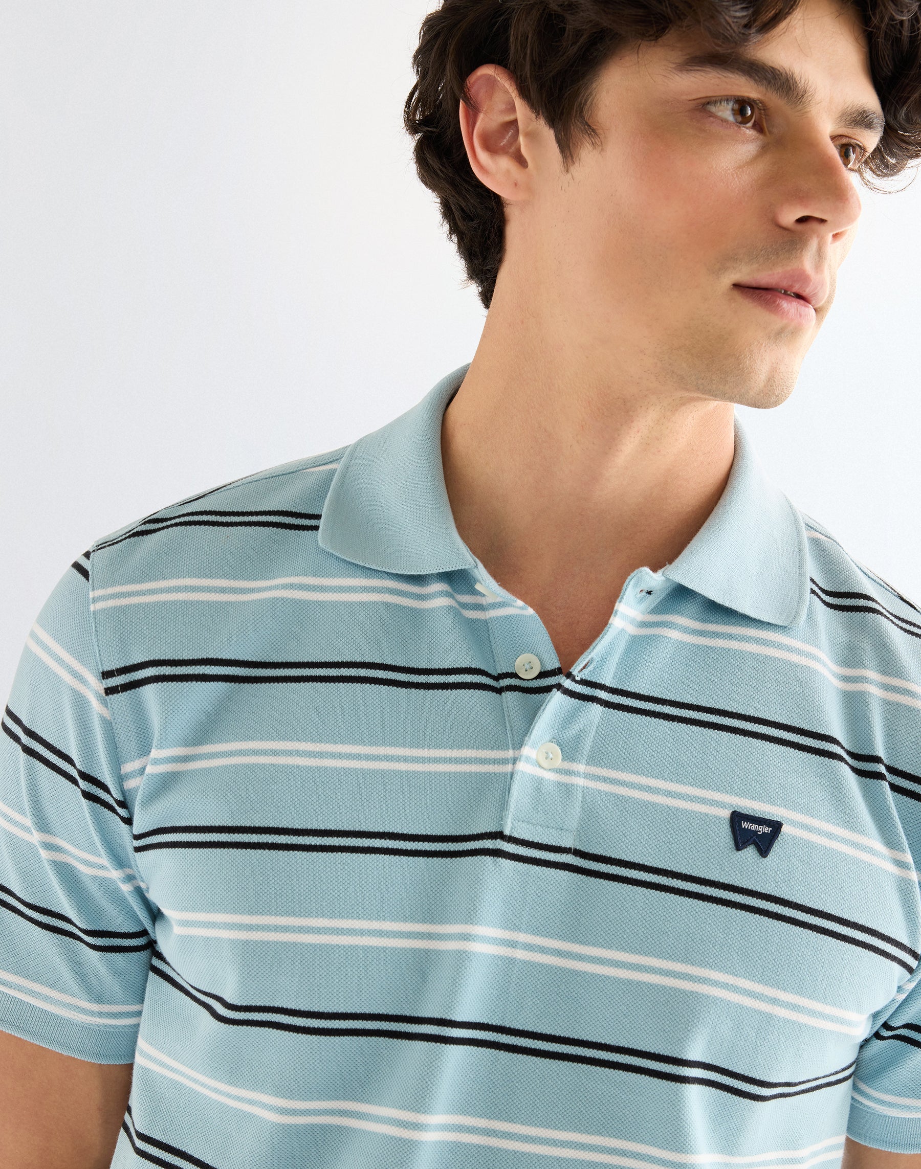 Stripe Polo Shirt in Forget Me Not T-Shirts Wrangler