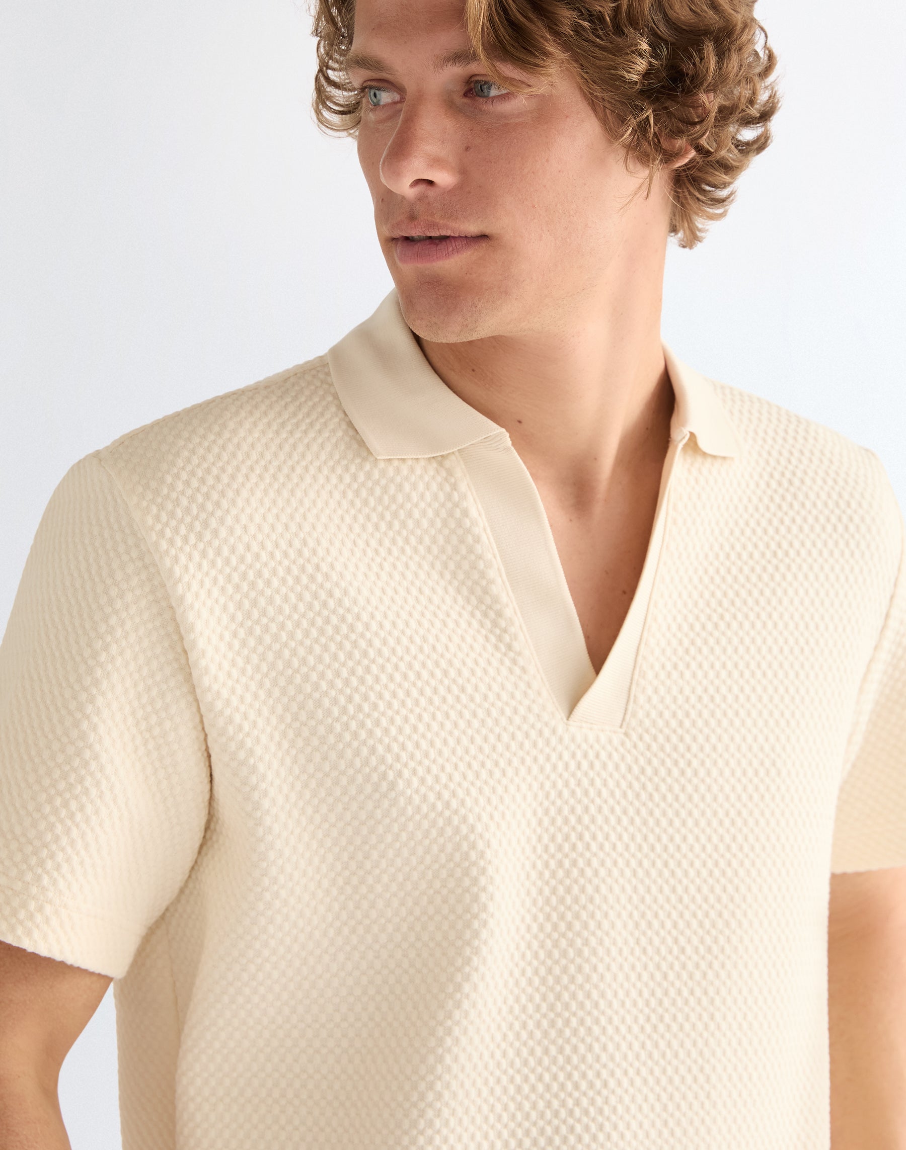 Shortsleeve Polo Sweater in Egret Sweatshirts Wrangler