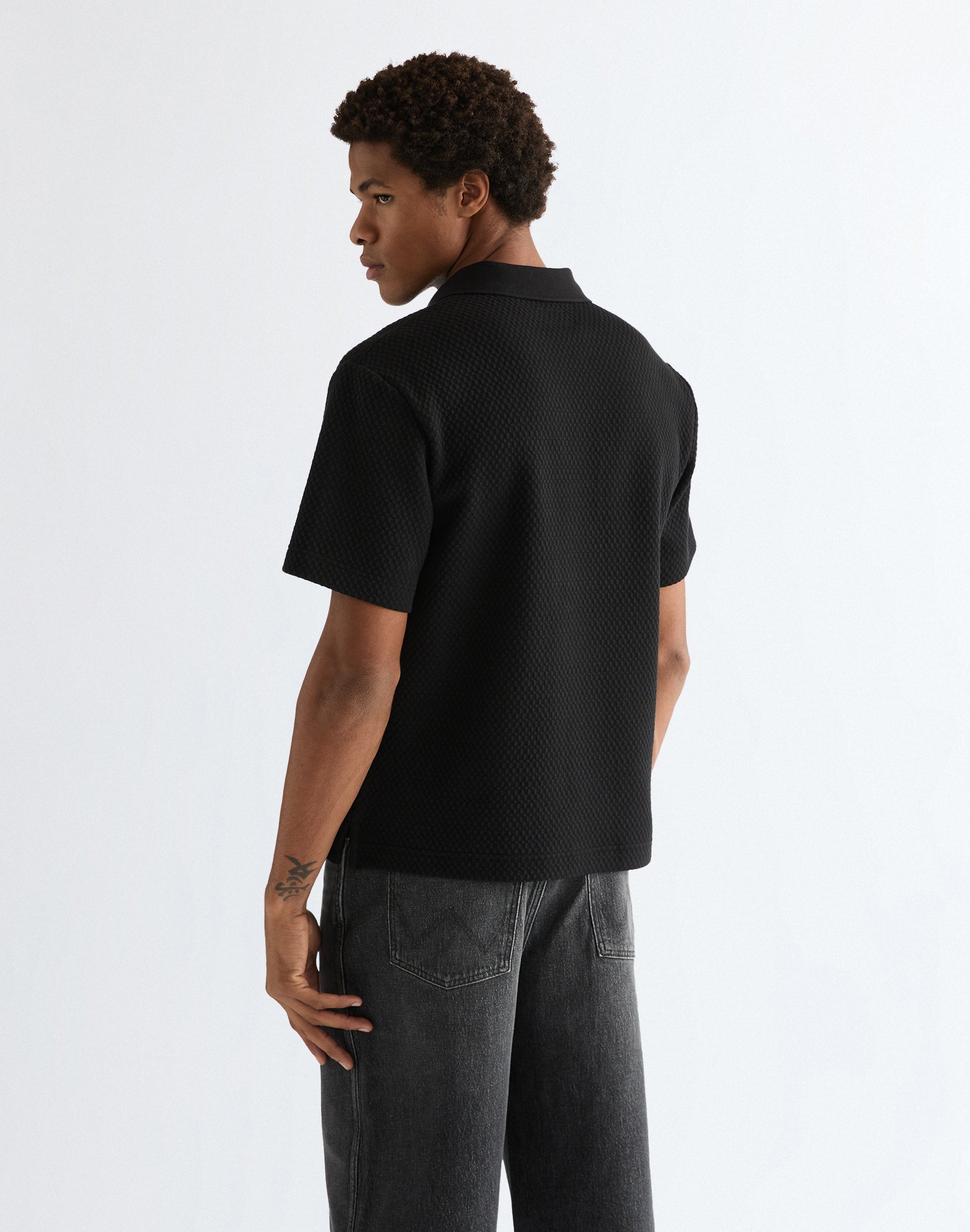 Shortsleeve Polo Sweater in Black Sweatshirts Wrangler