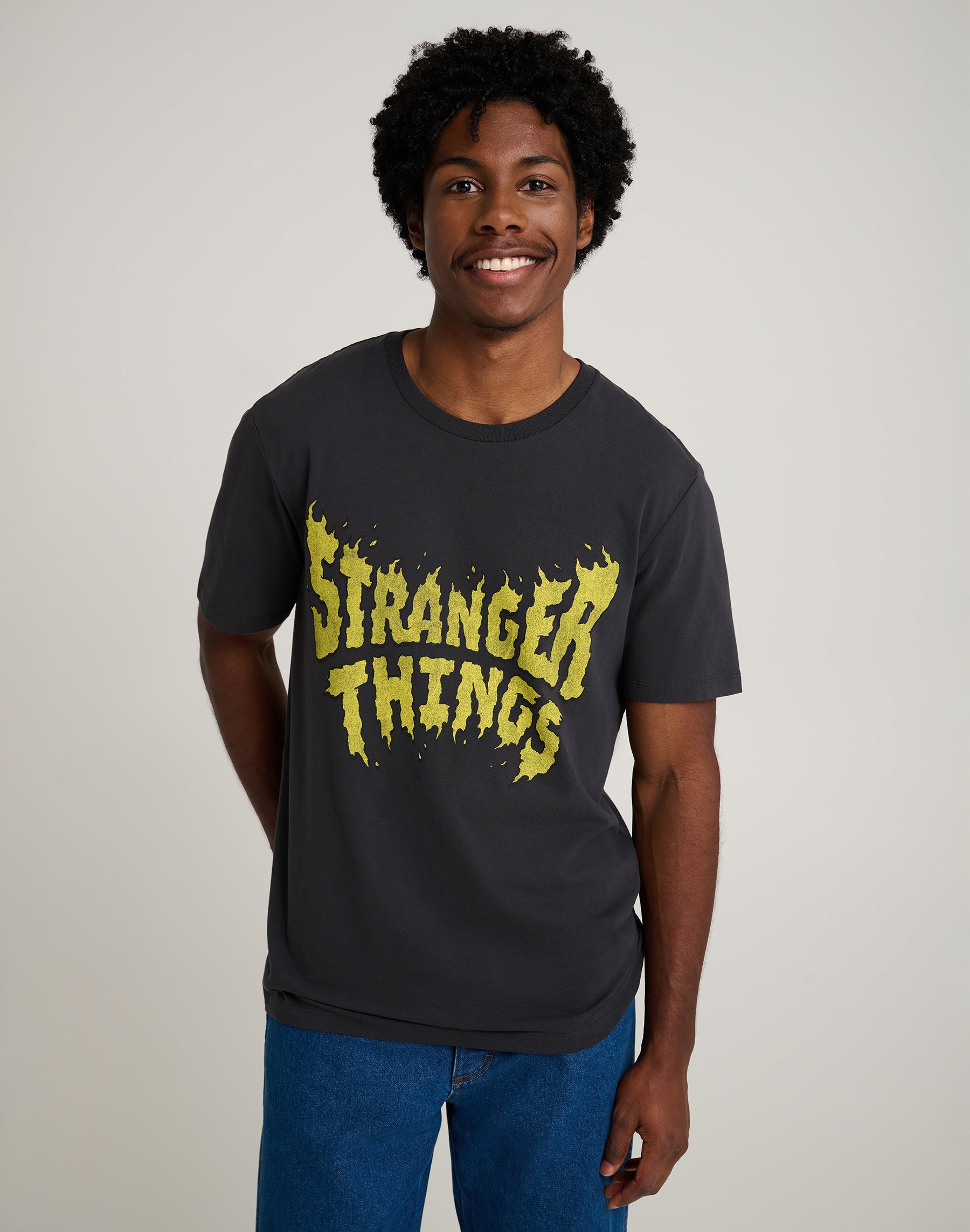 Stranger Things Tee in Washed Black T-Shirts Wrangler