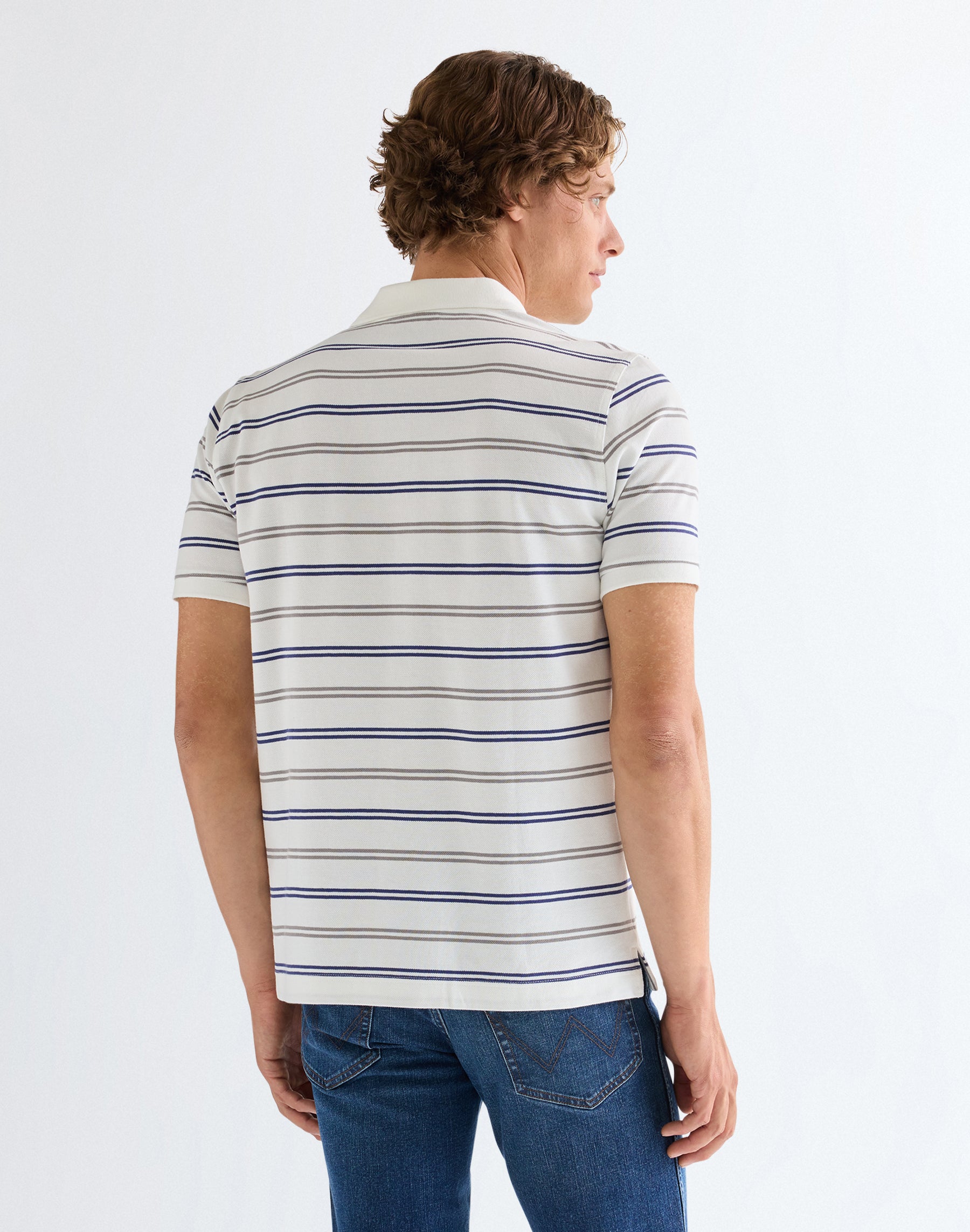 Stripe Polo Shirt in Worn White T-Shirts Wrangler