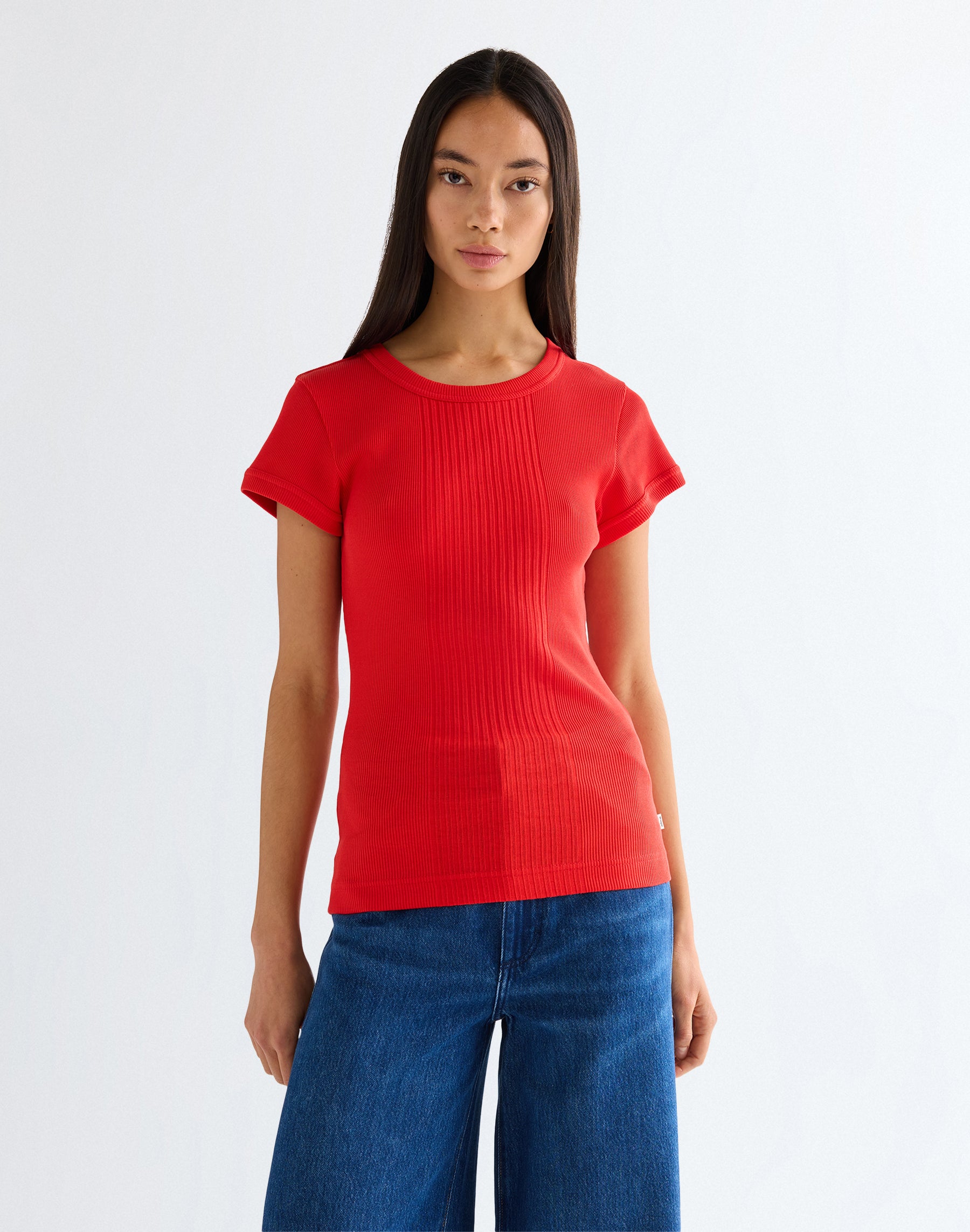 Capped Rib Shirt in Flame Scarlet T-Shirts Wrangler