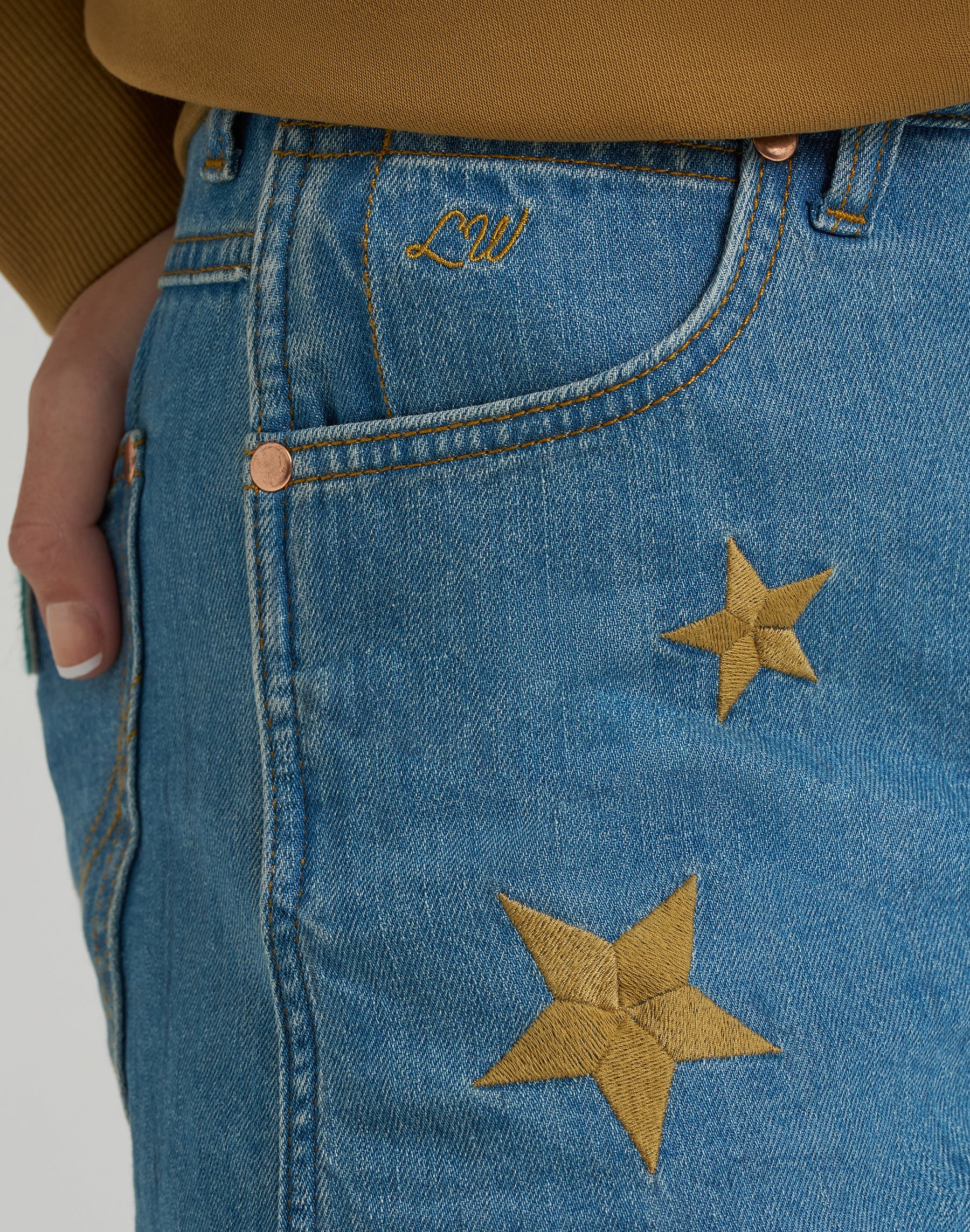 Short cowboy brodé 3 pouces en denim Wrangler
