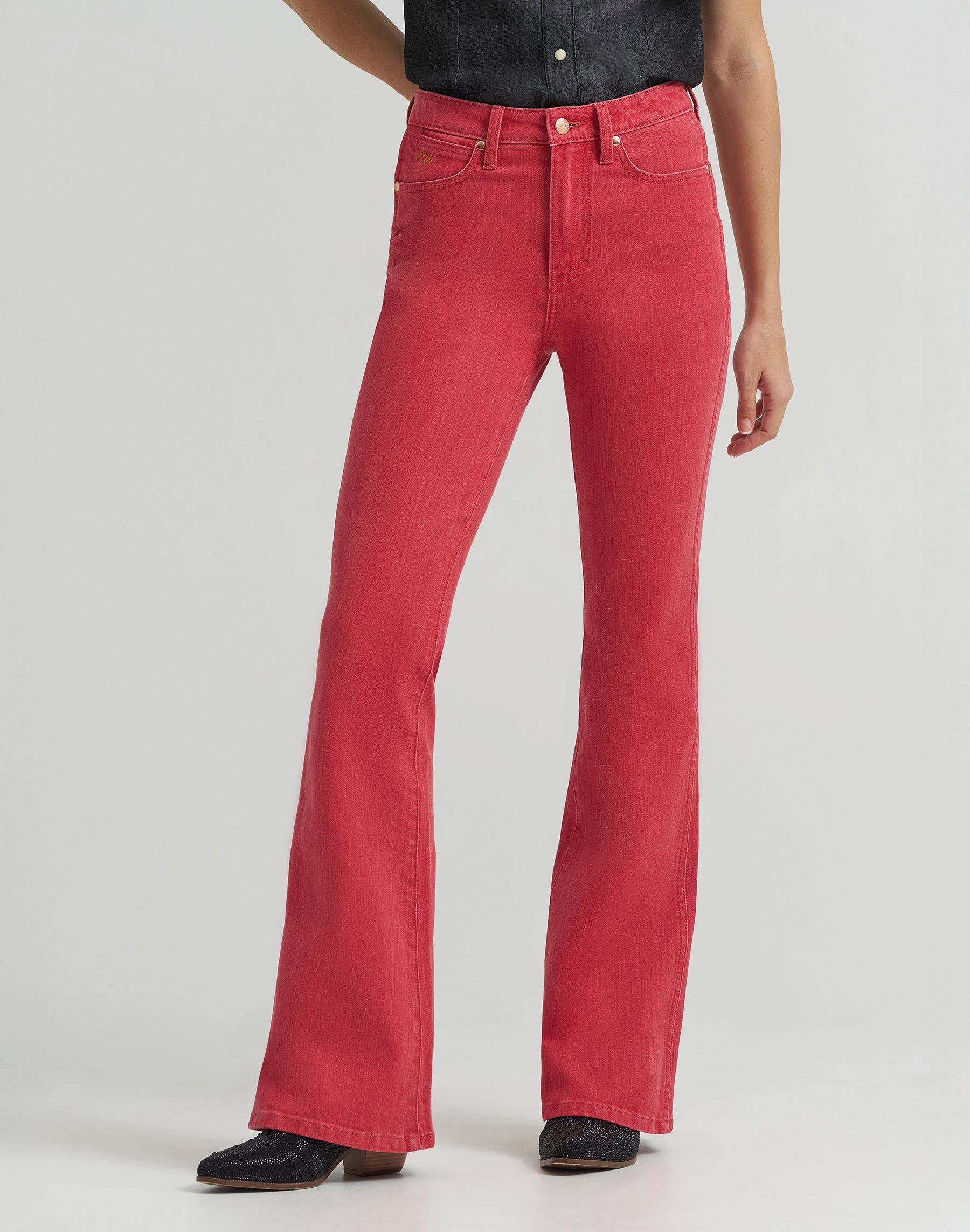 Lainey Flare in Washed Red Jeans Wrangler