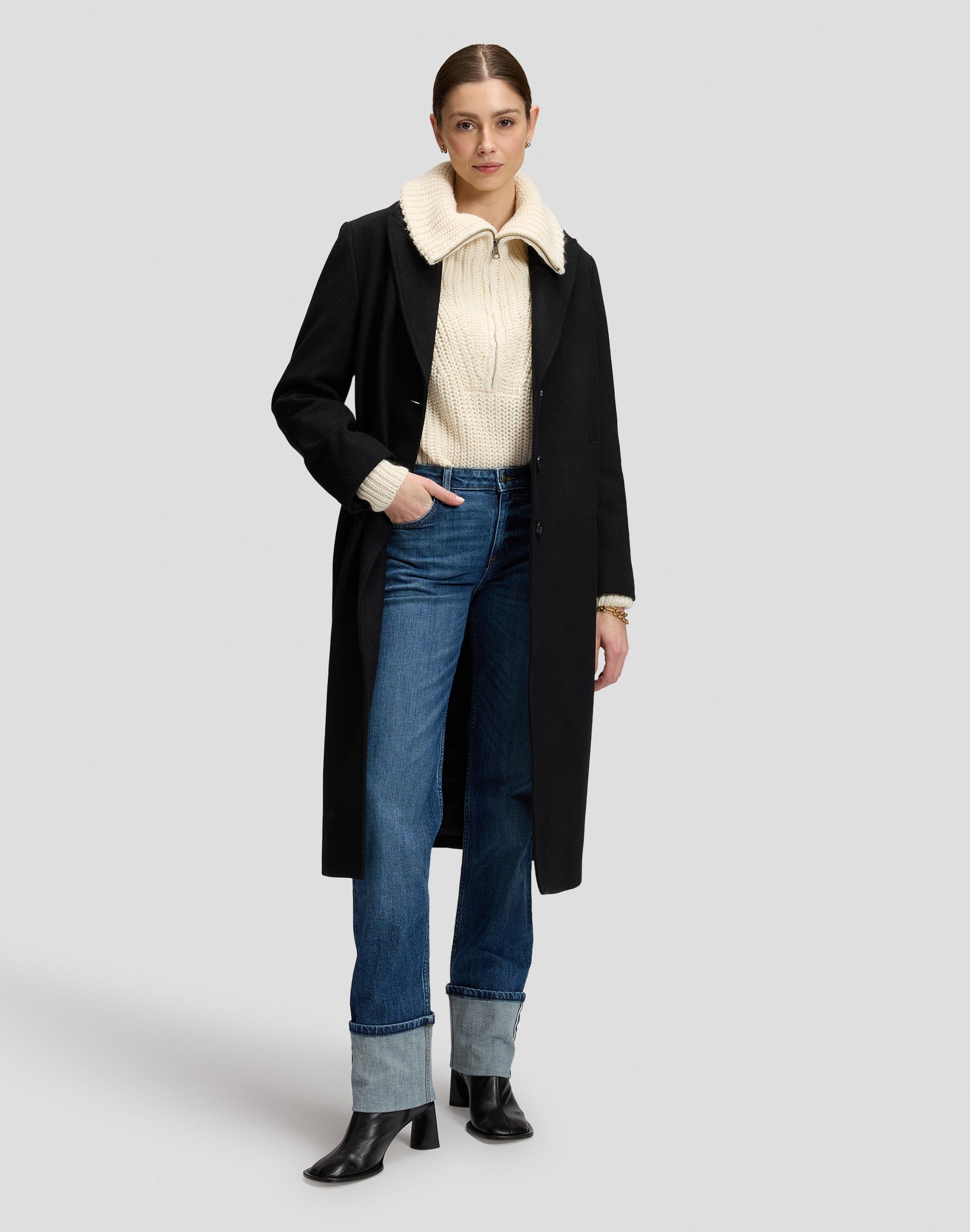 Wintermantel Long Wool in Black Jacken Lee