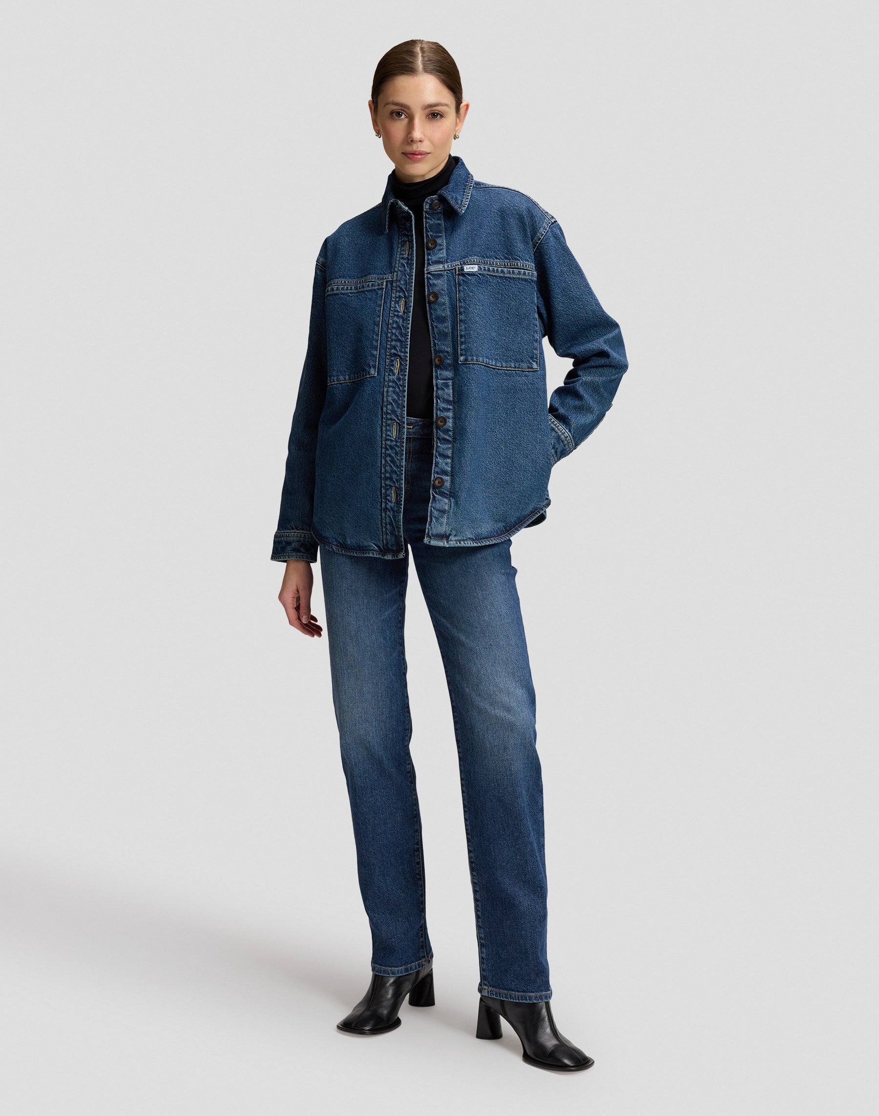 Jeanshemd Relaxed Utility Overshirt in Blue Dagger Hemden Lee