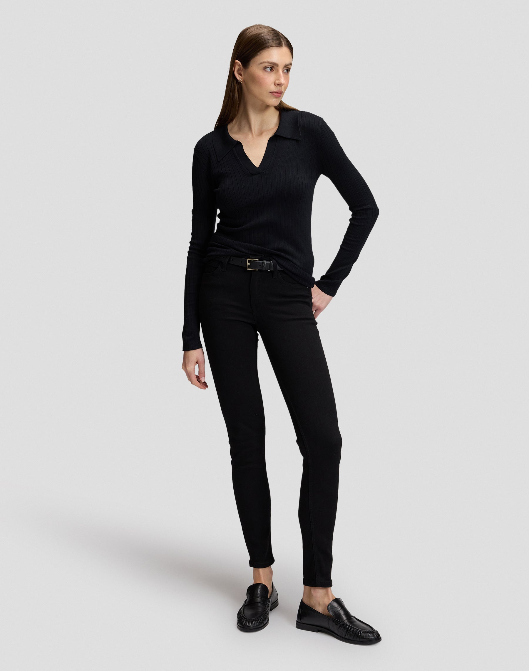 Langarmpolo in Black T-Shirts Lee