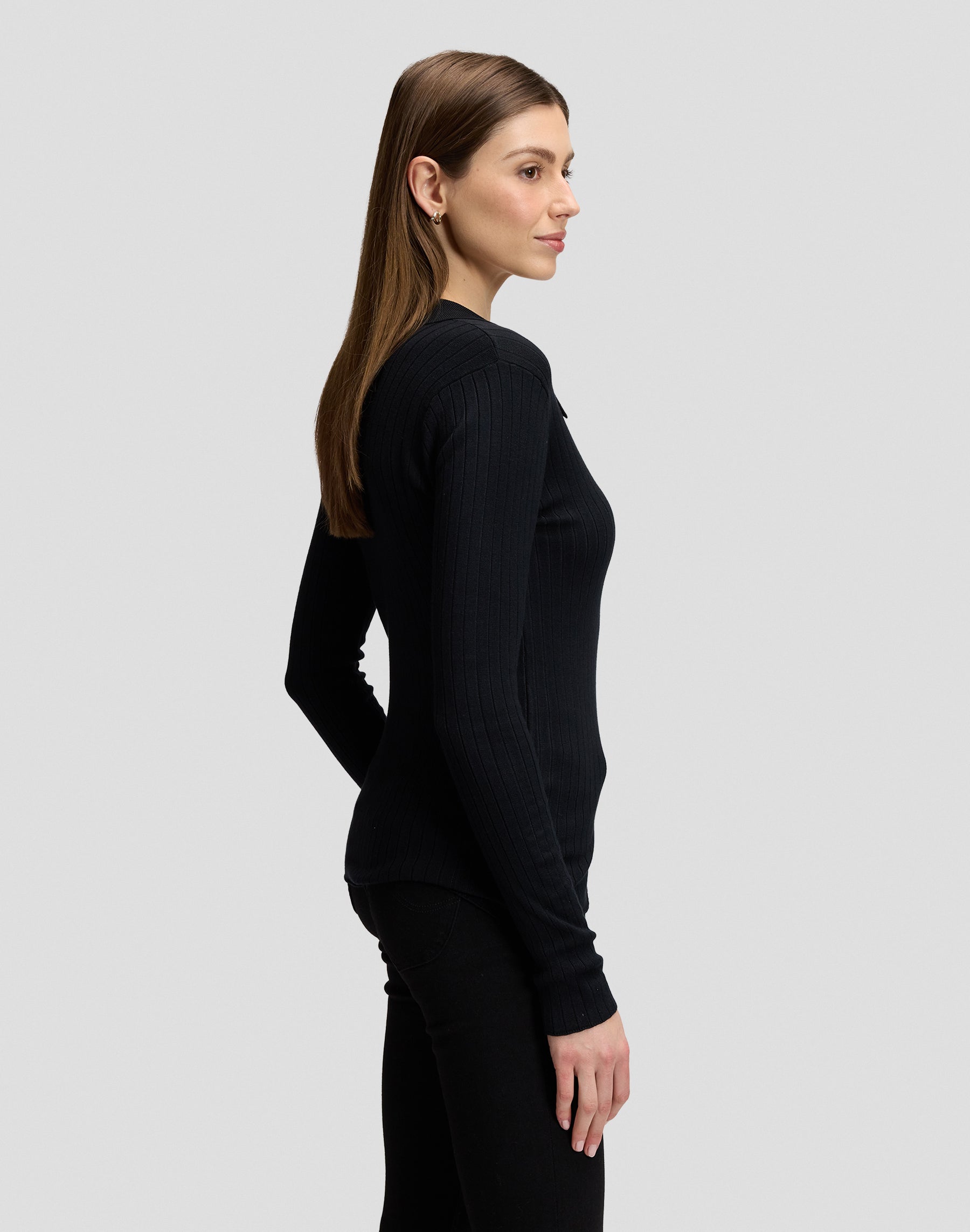 Langarmpolo in Black T-Shirts Lee