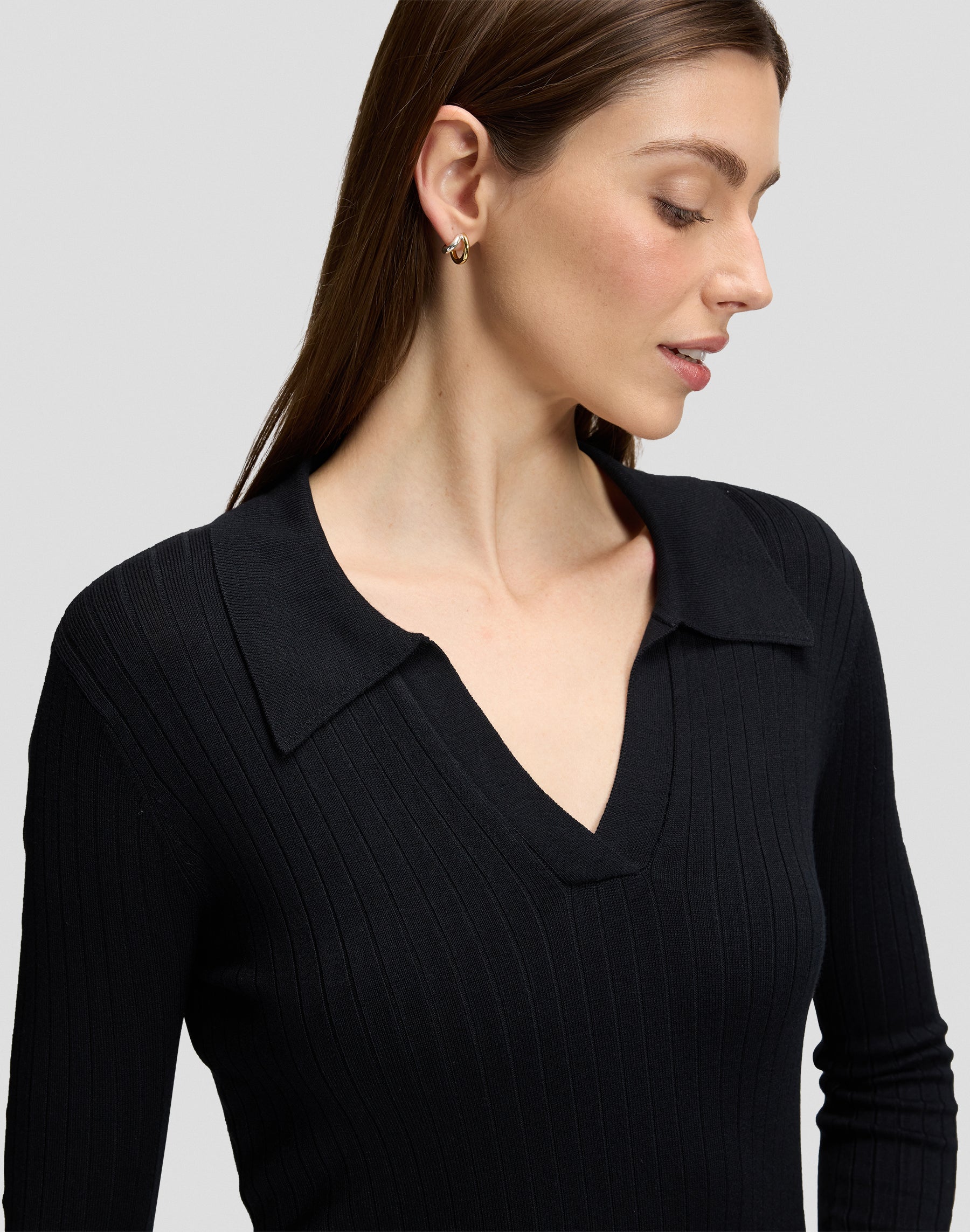 Langarmpolo in Black T-Shirts Lee