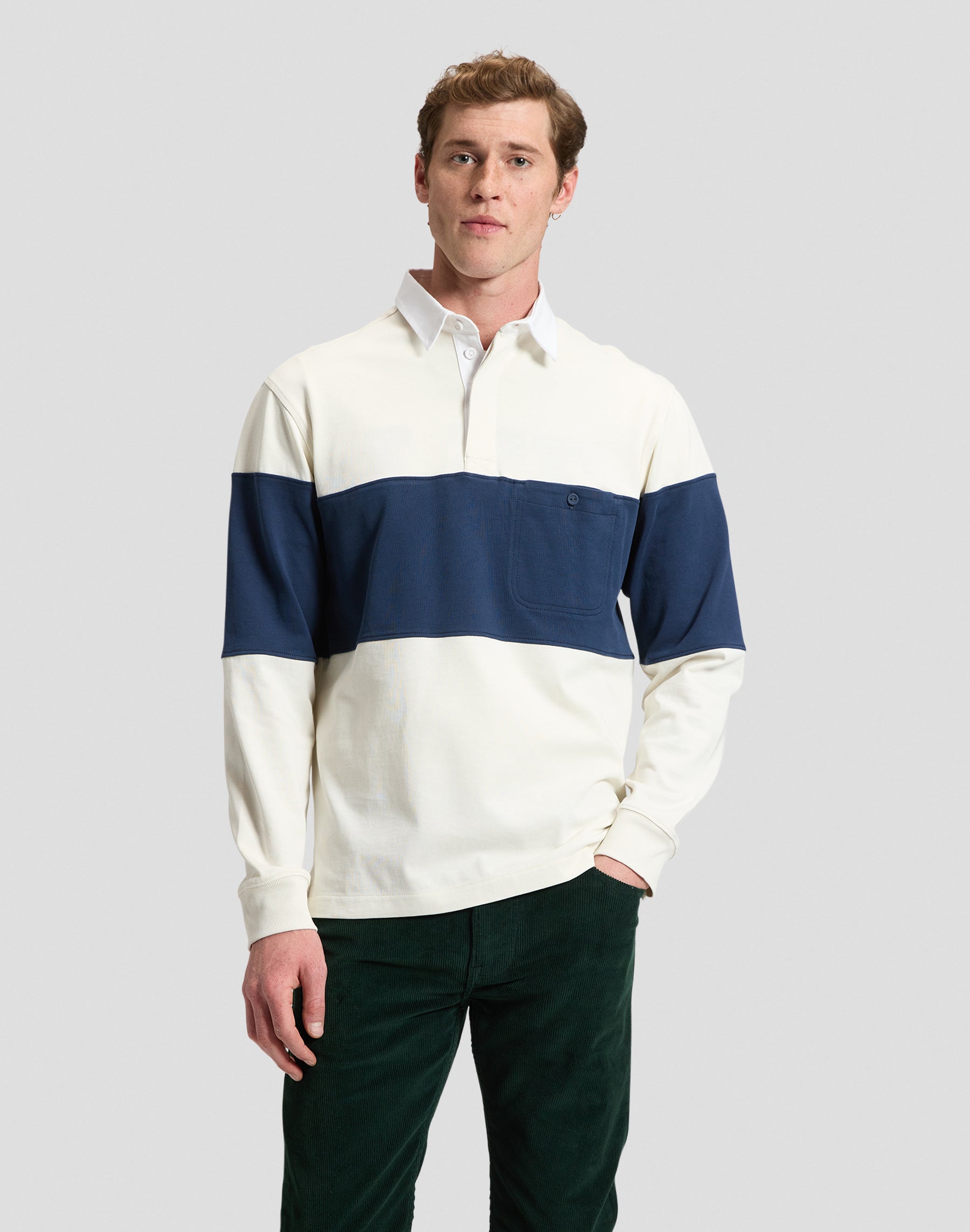 Langarmpolo Rugby in Ecru T-Shirts Lee