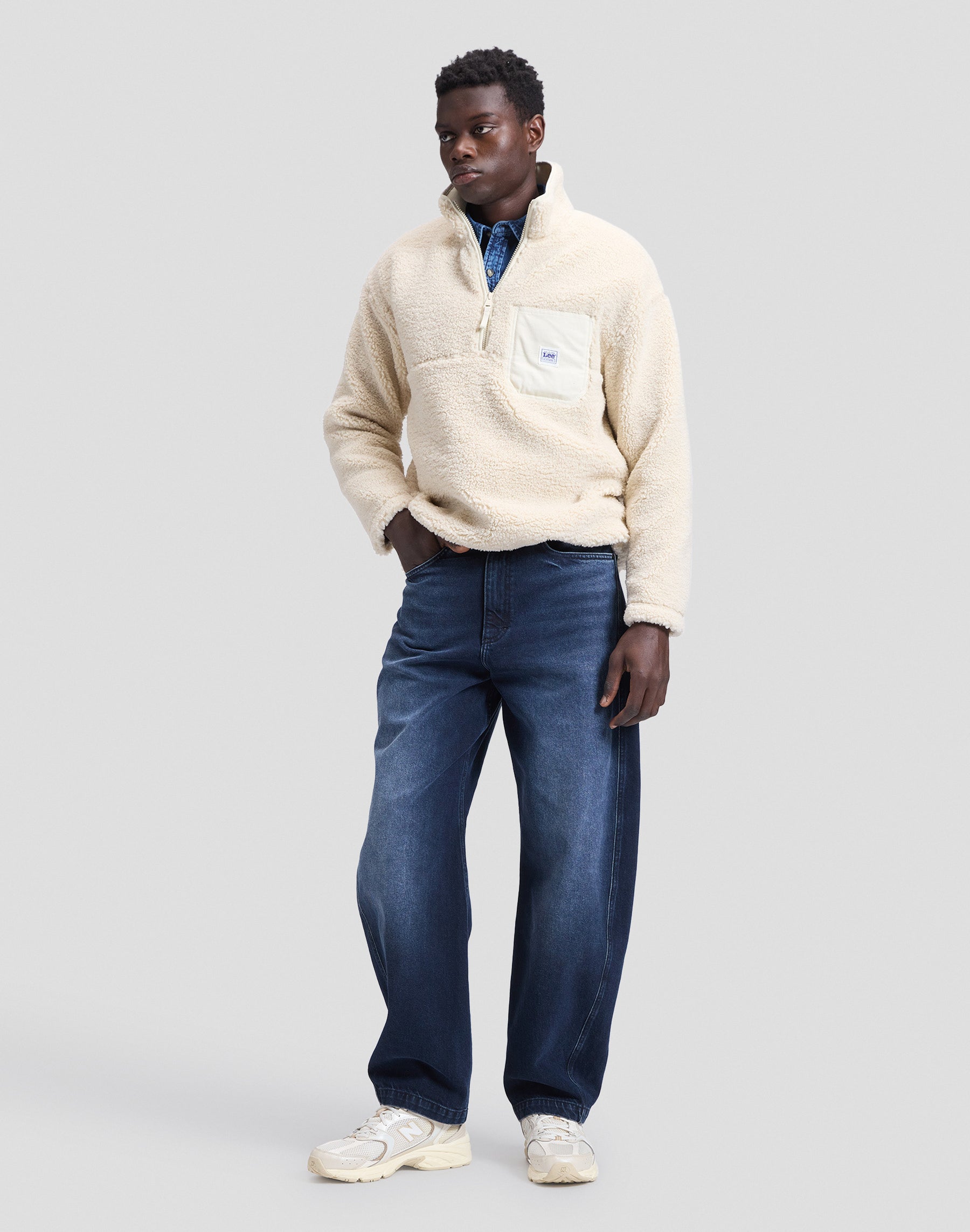 Pullover Workwear Half Zip in Warm Ecru Pullover Lee