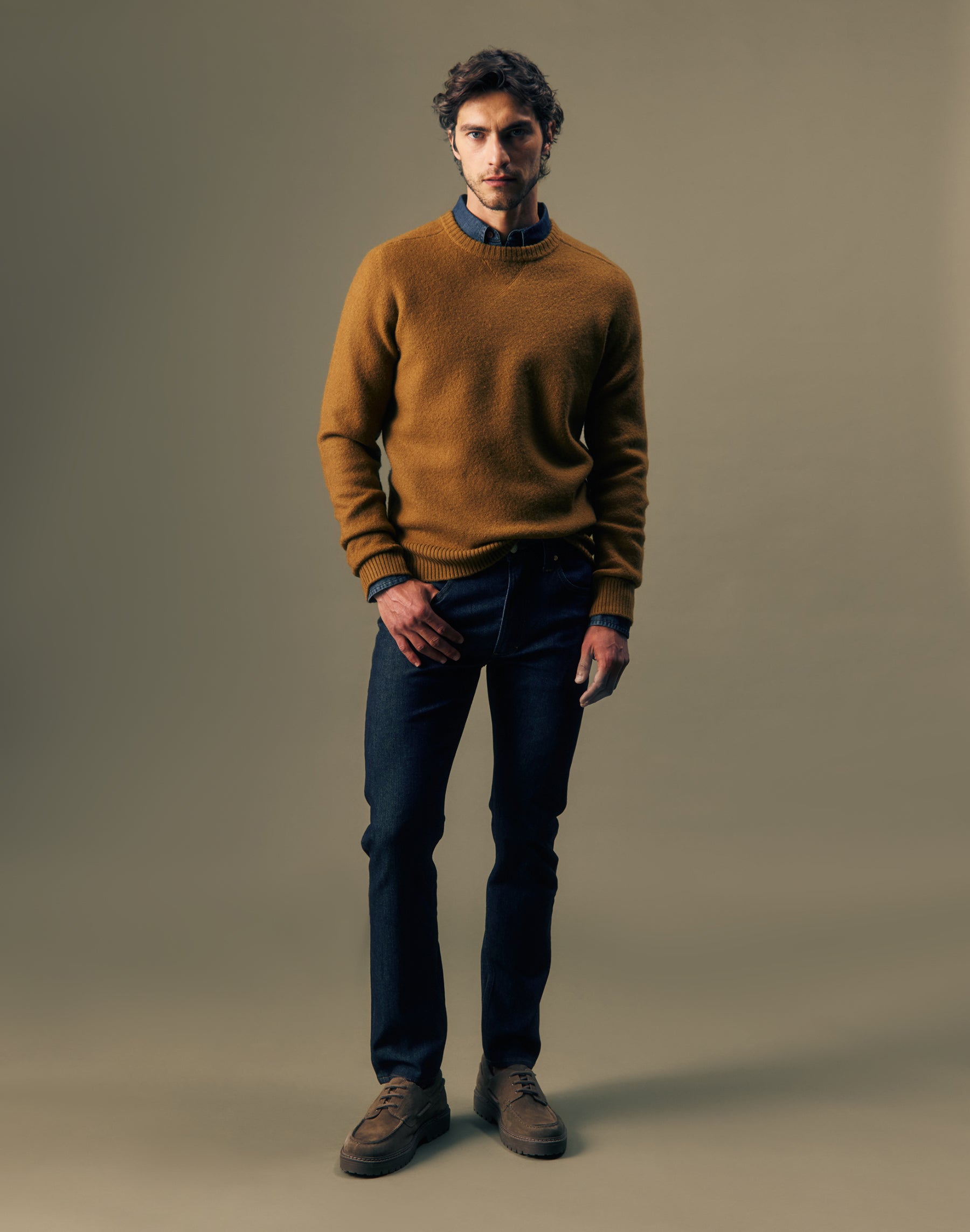 Pullover Boiled Wool in Golden Tobacco Pullover Lee