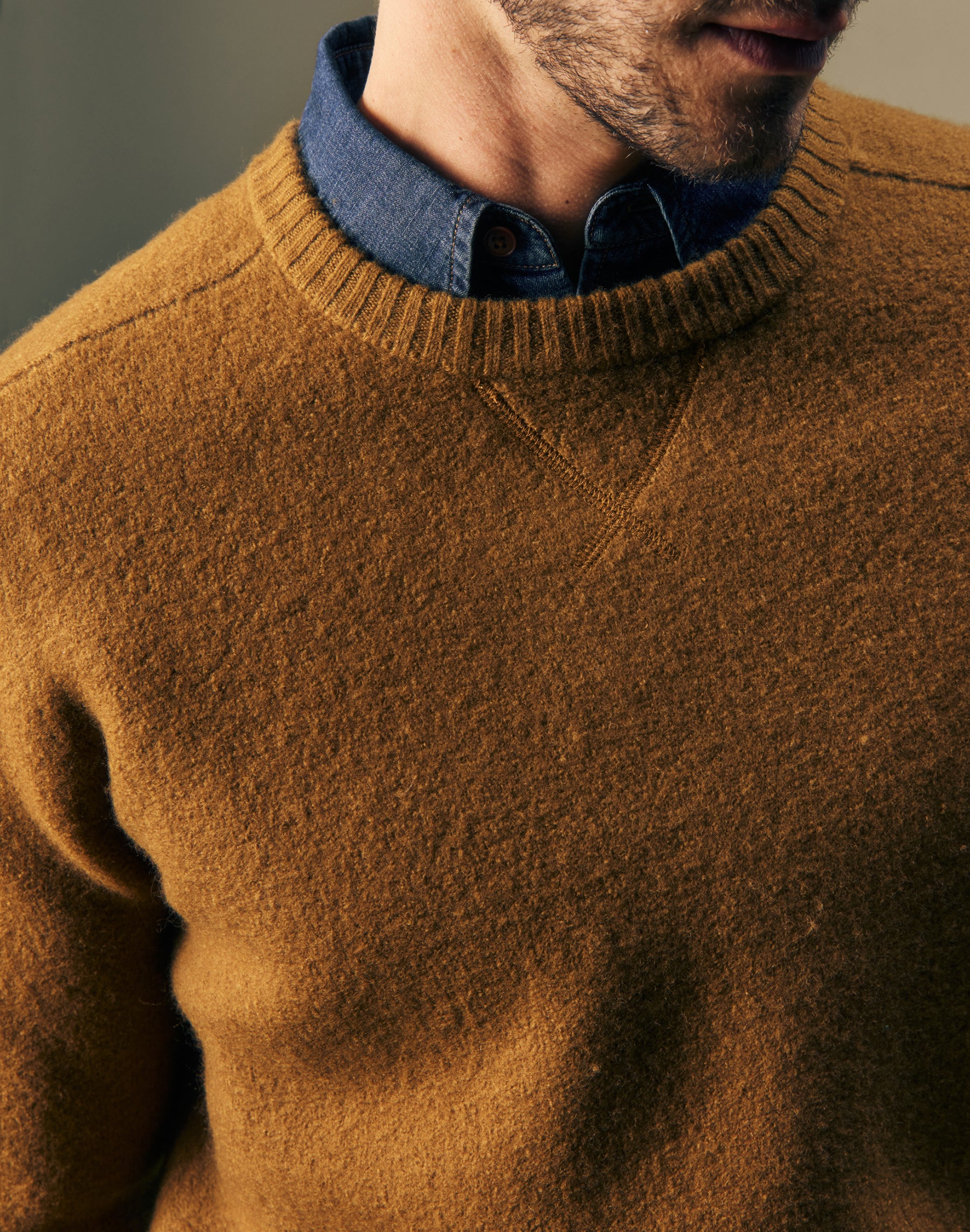 Pullover Boiled Wool in Golden Tobacco Pullover Lee