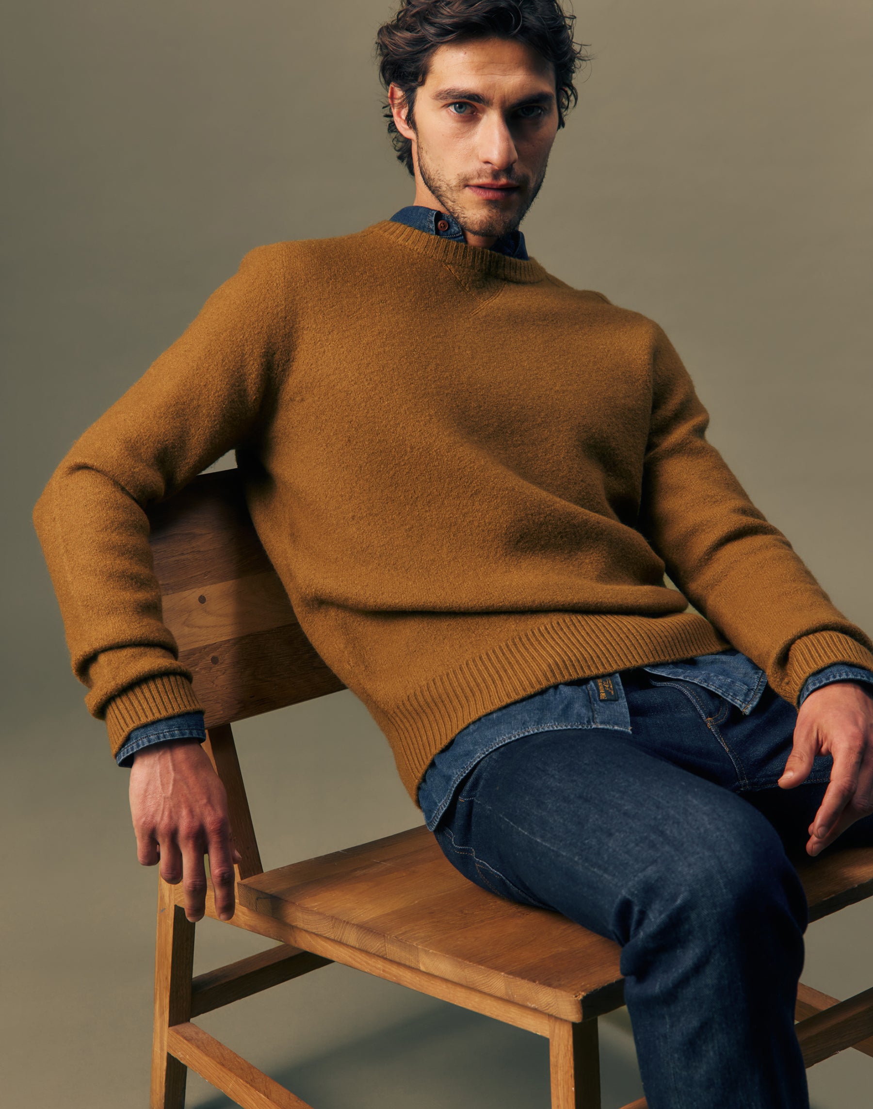 Pullover Boiled Wool in Golden Tobacco Pullover Lee