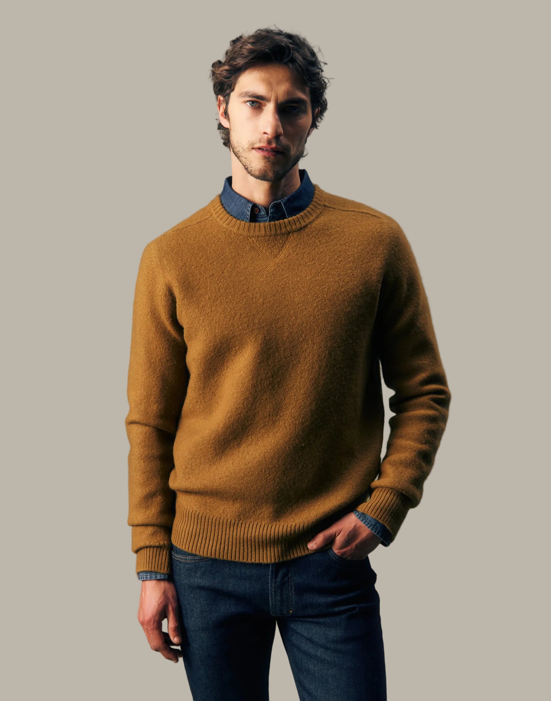 Pullover Boiled Wool in Golden Tobacco Pullover Lee