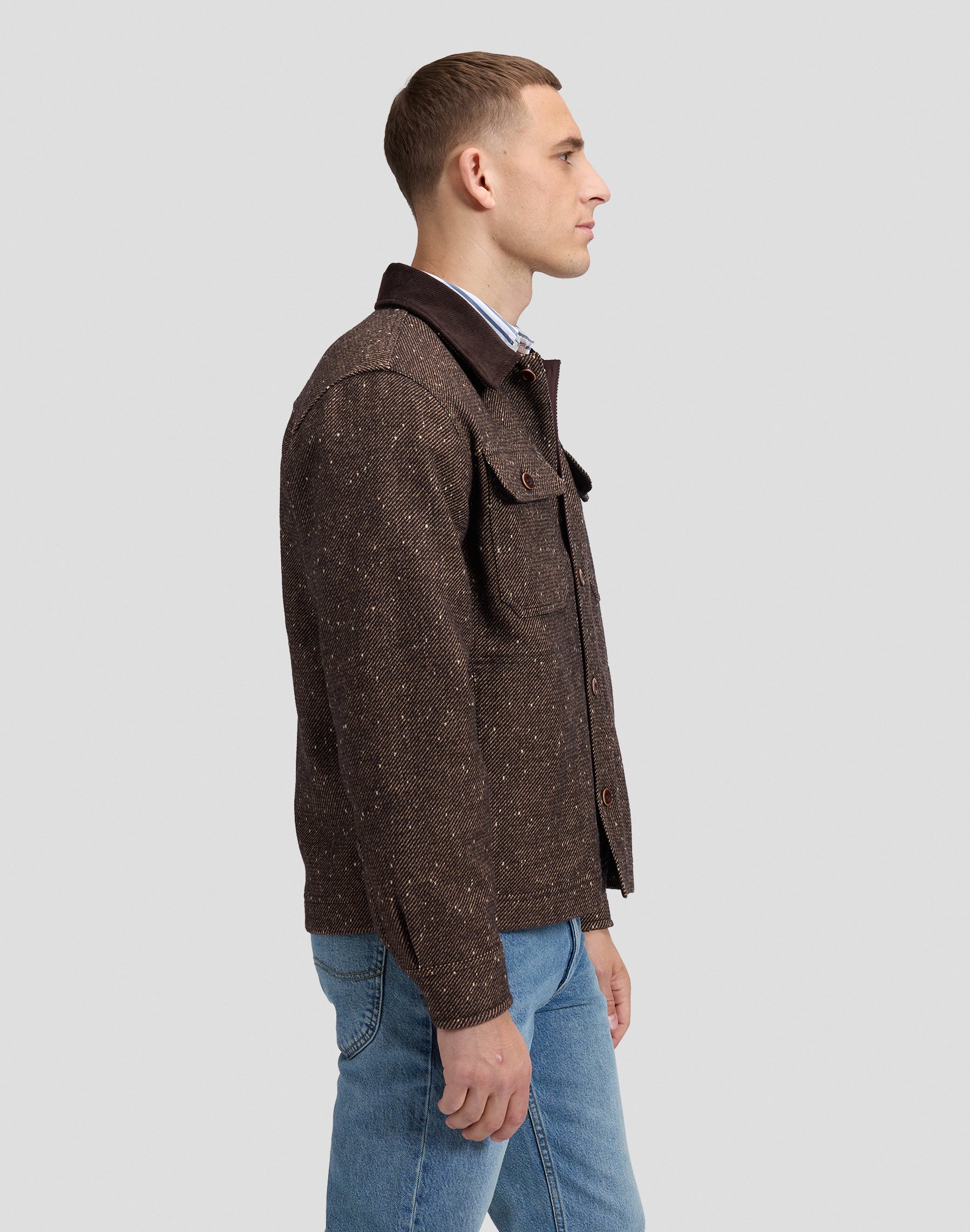 Overshirt Cord Collar Mix in Chocolate Torte Hemden Lee