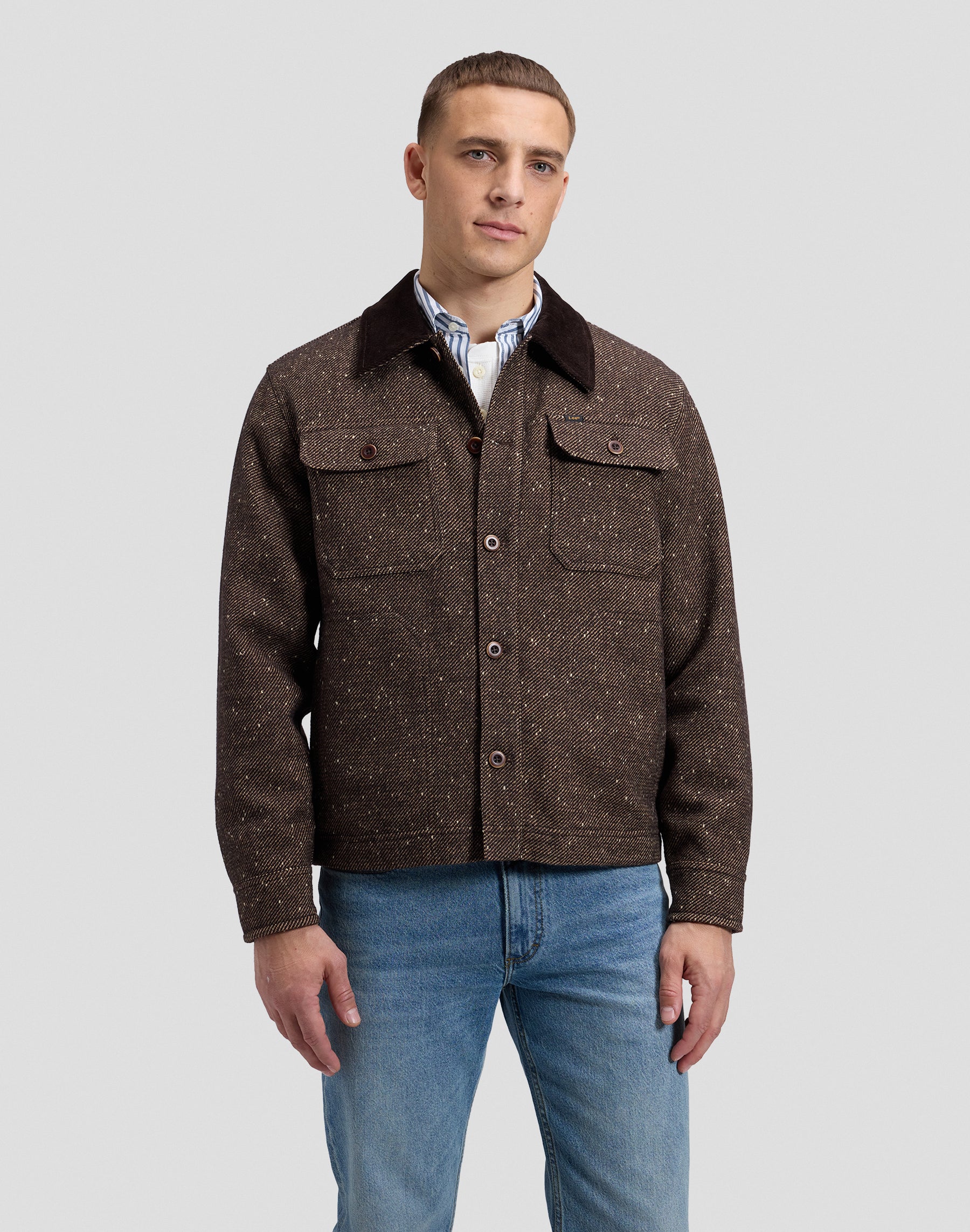 Overshirt Cord Collar Mix in Chocolate Torte Hemden Lee