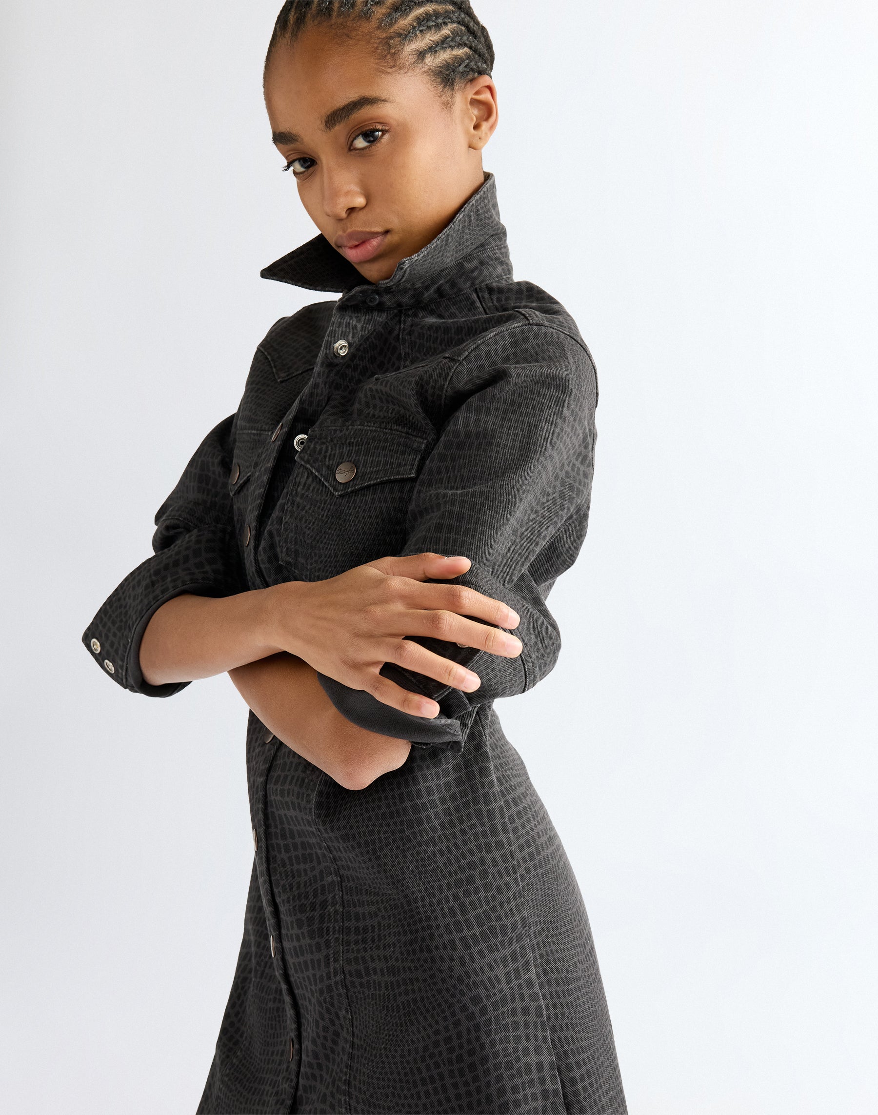 Minikleid Barrel Sleeve in Croc Print Kleider Wrangler