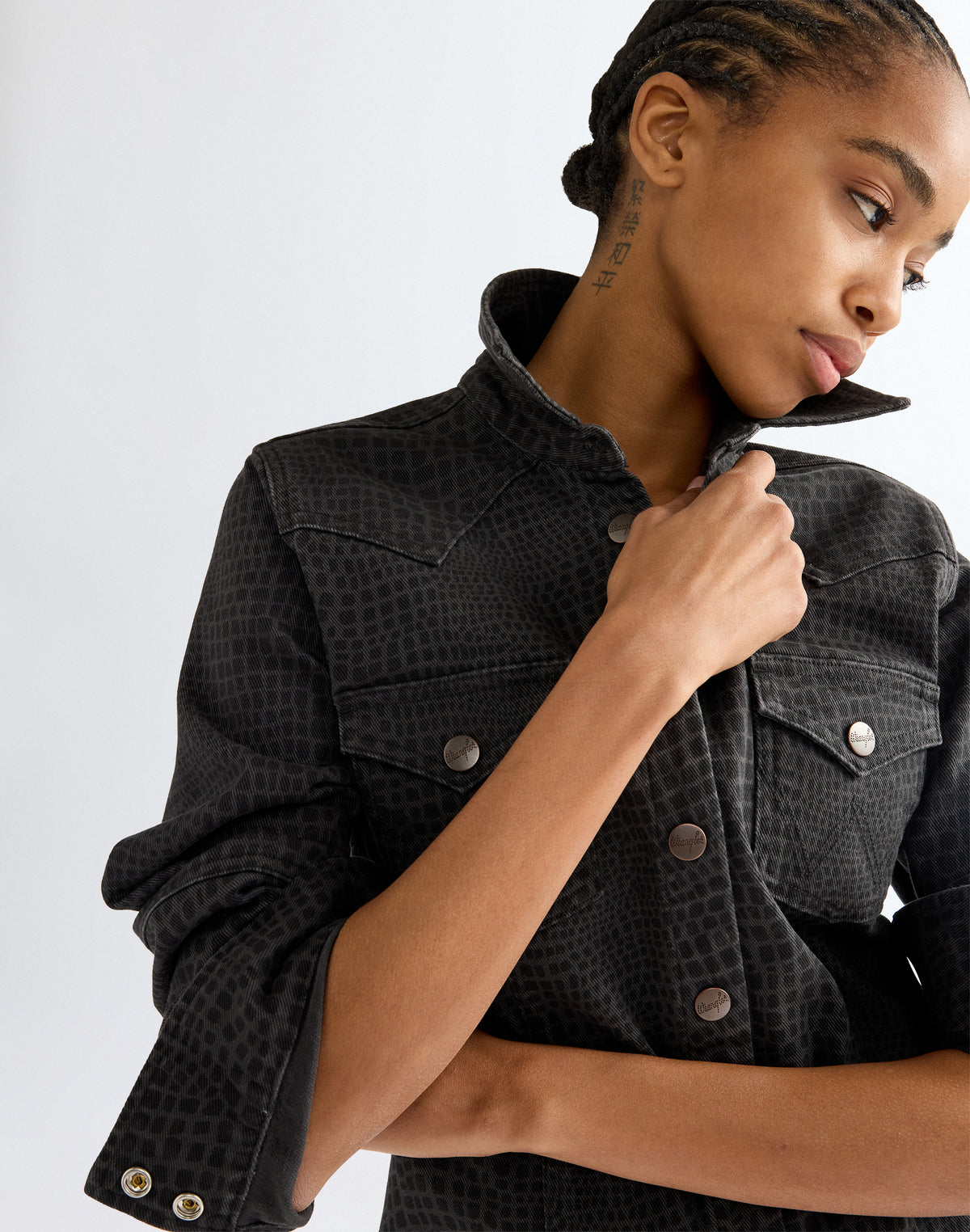 Minikleid Barrel Sleeve in Croc Print Kleider Wrangler