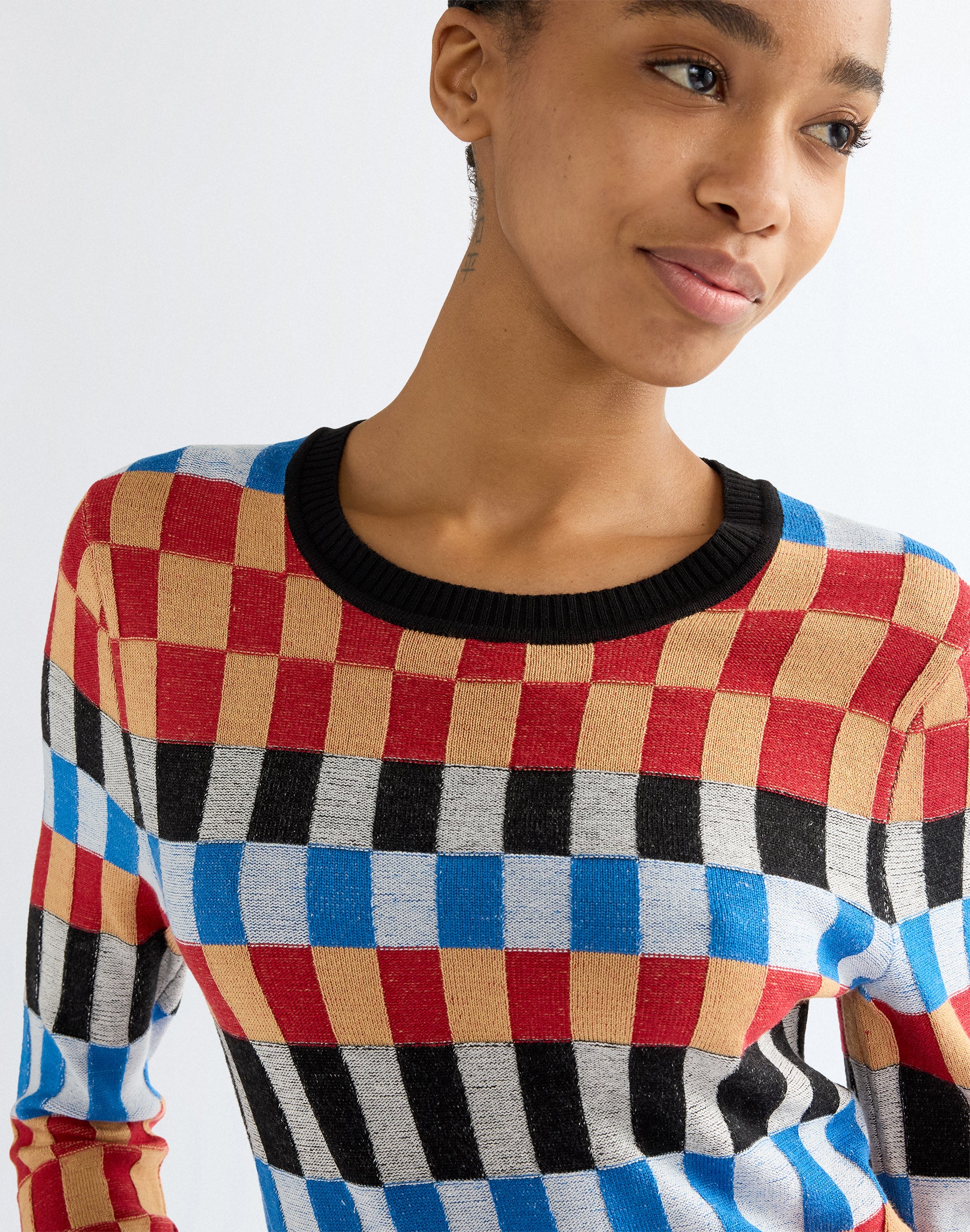 Pullover Knit Crew in Starting Line Check Pullover Wrangler